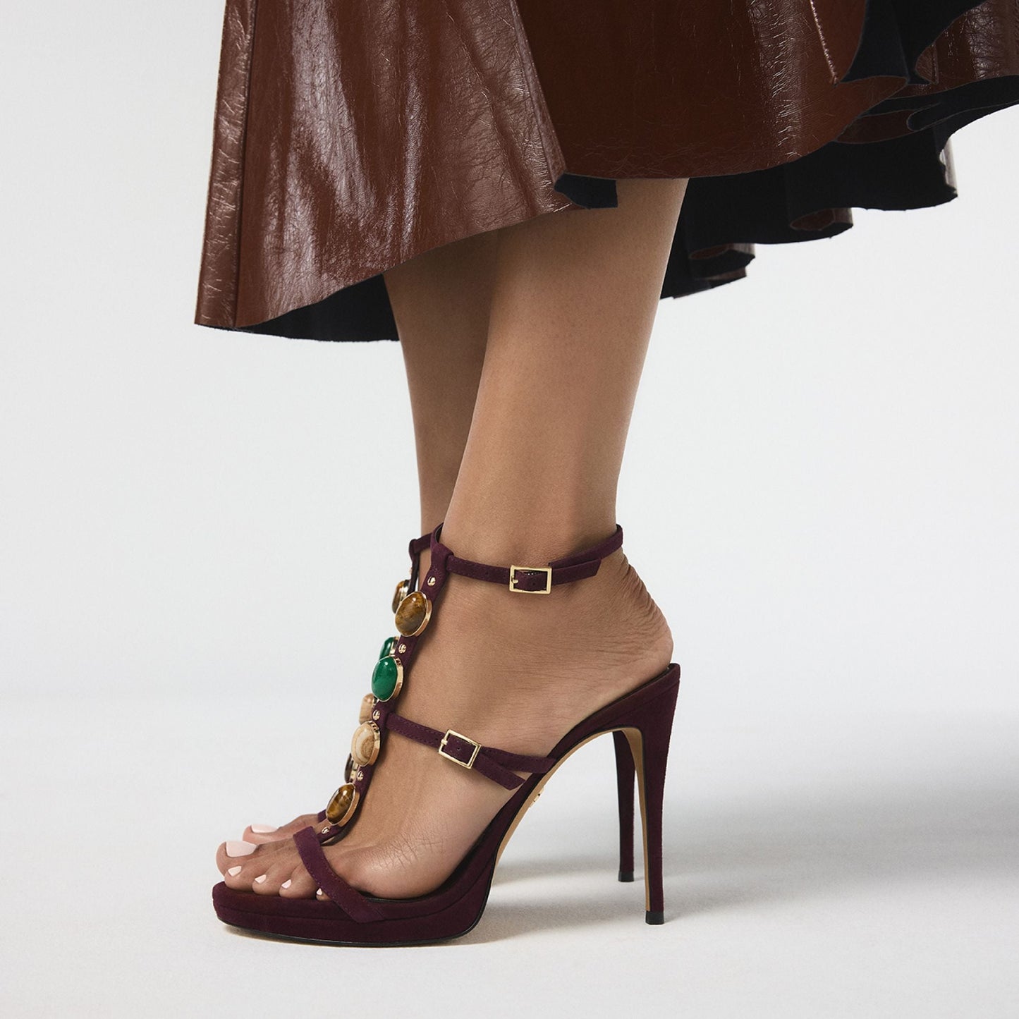 Opalia in Bordo - Strappy heeled sandal, Platform - Bordo
