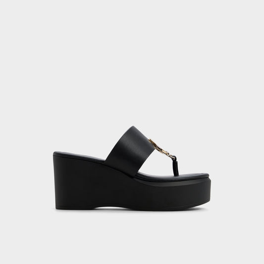 Friegan in Black - Slide sandal, Wedge heel - Black