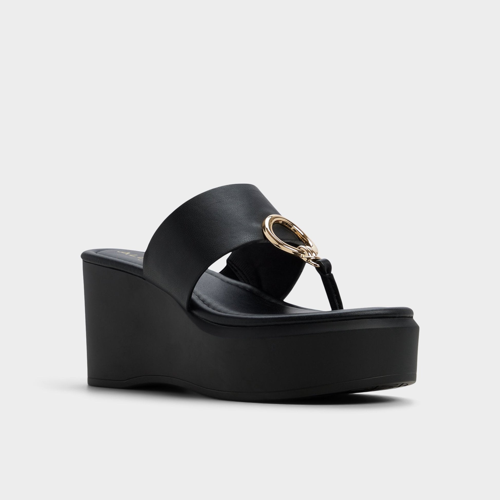Friegan in Black - Slide sandal, Wedge heel - Black