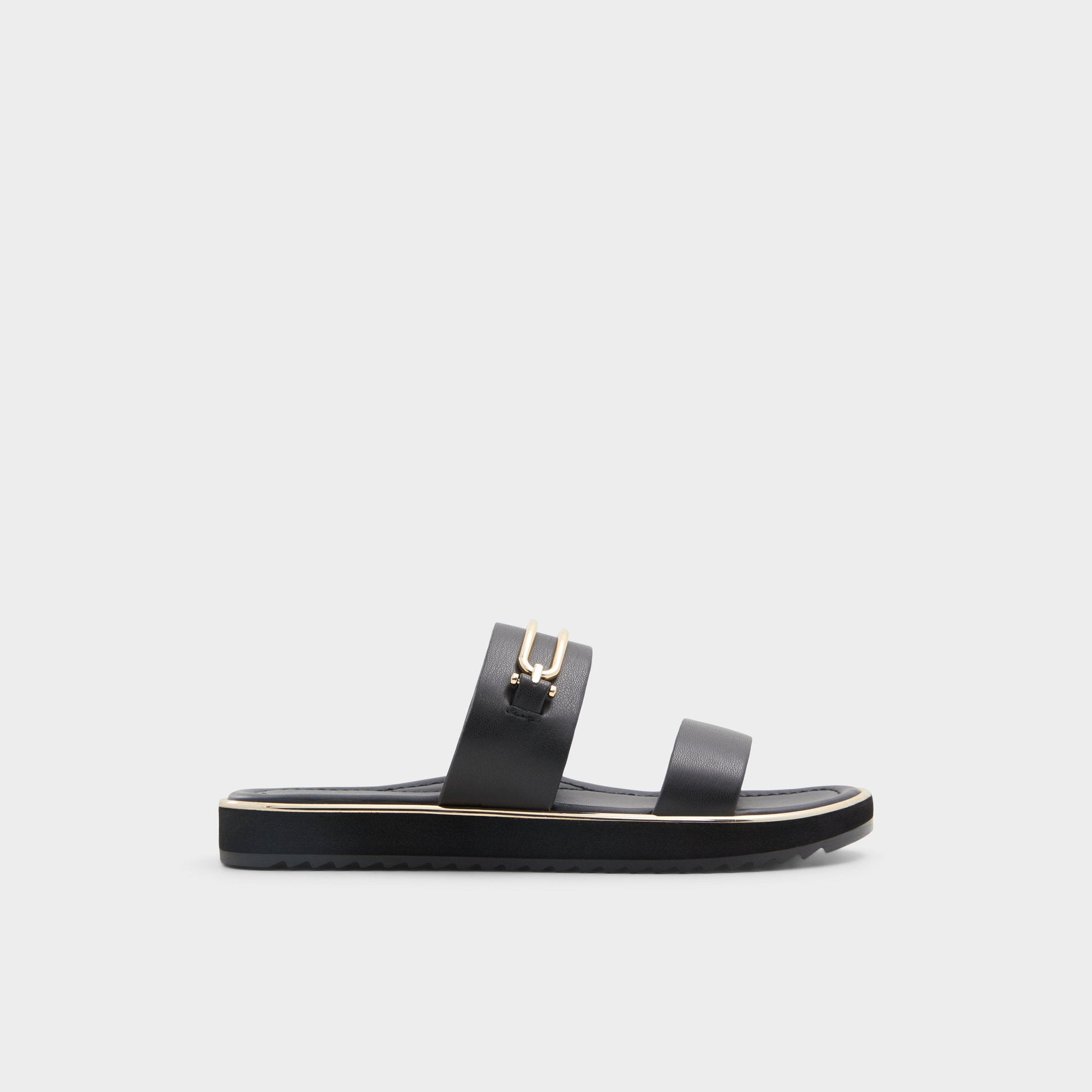 Lagoon Other Black Women's Strappy sandals - Strappy flat sandal, Footbed sandal - Other black