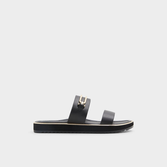 Lagoon Other Black Women's Strappy sandals - Strappy flat sandal, Footbed sandal - Other black