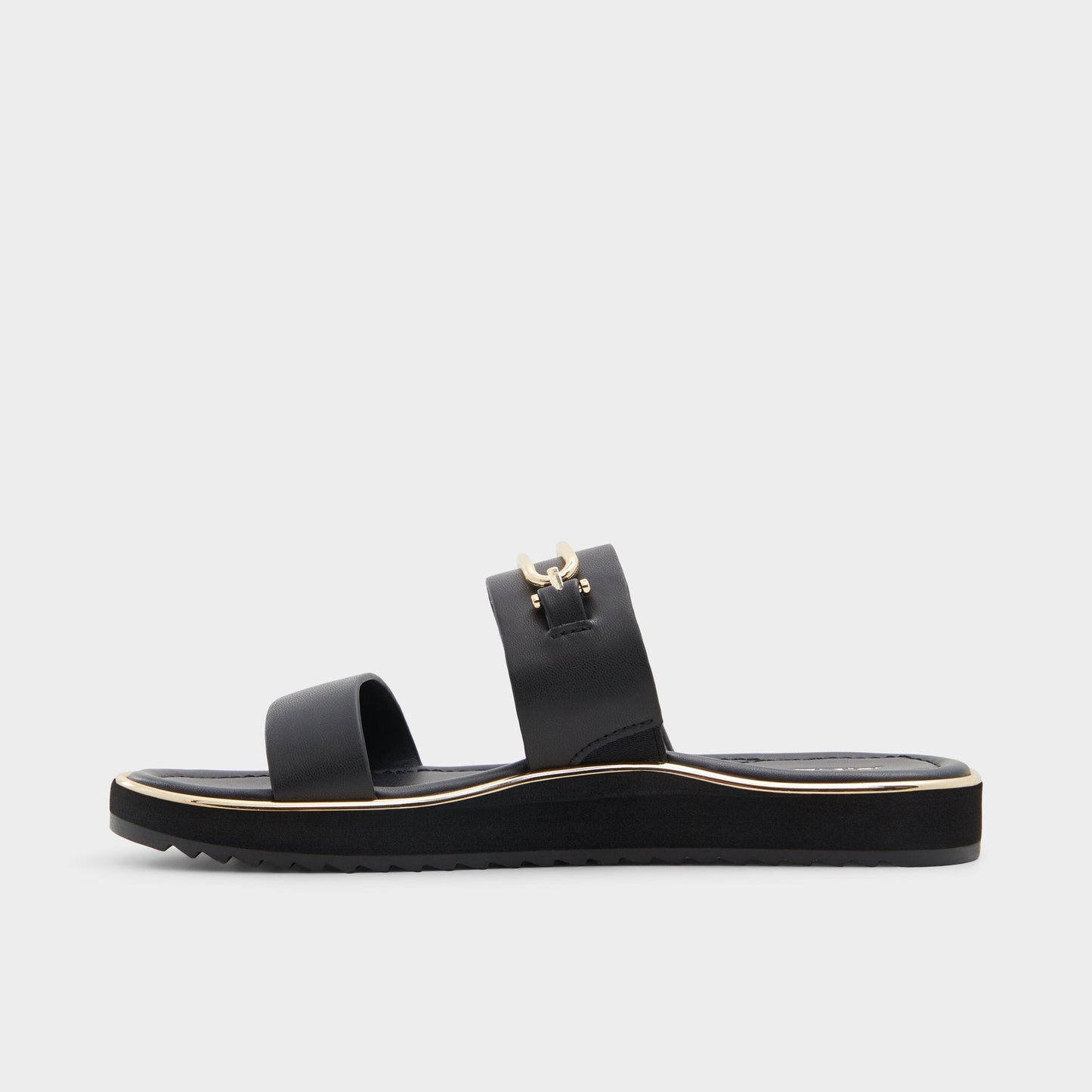 Lagoon Other Black Women's Strappy sandals - Strappy flat sandal, Footbed sandal - Other black
