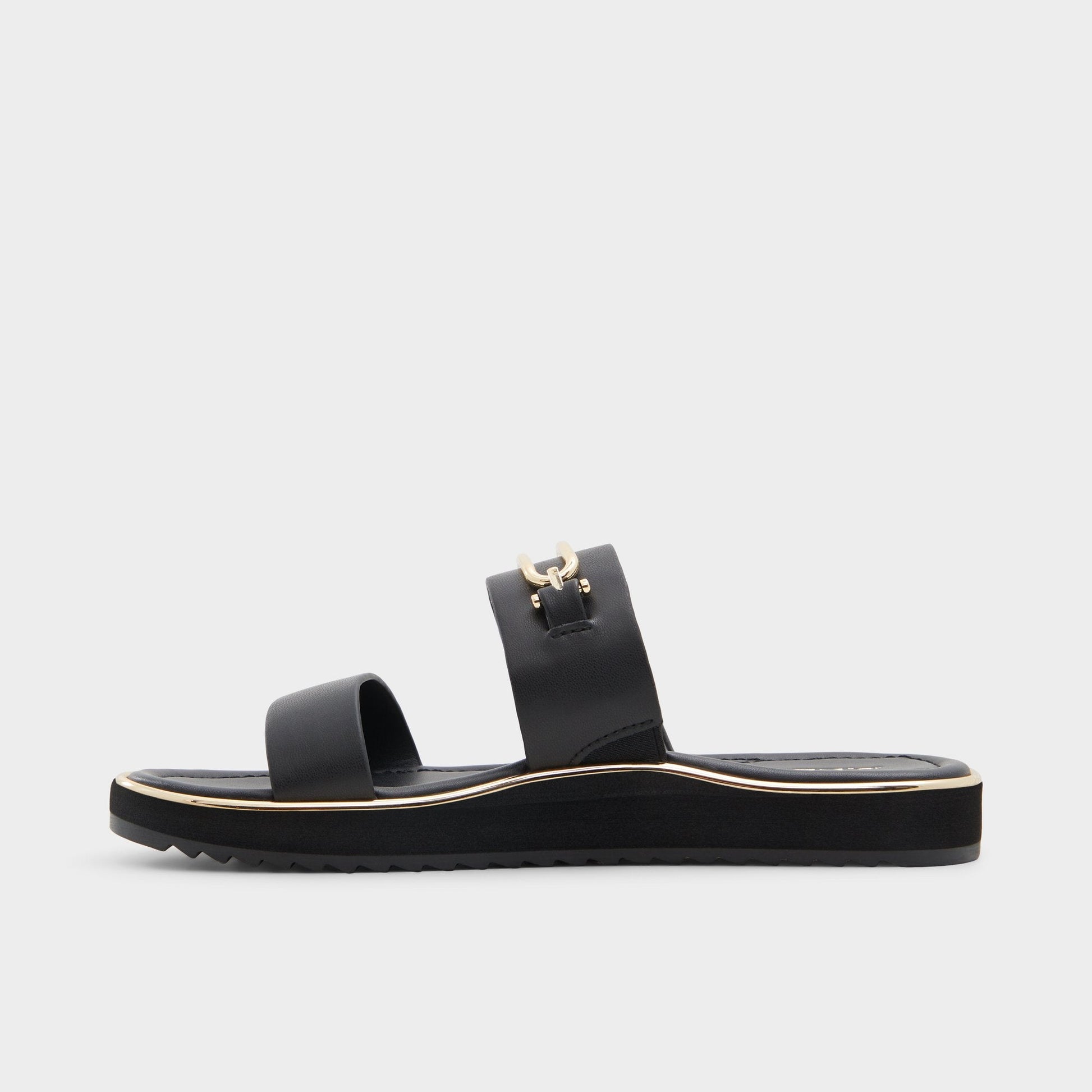 Lagoon Other Black Women's Strappy sandals - Strappy flat sandal, Footbed sandal - Other black
