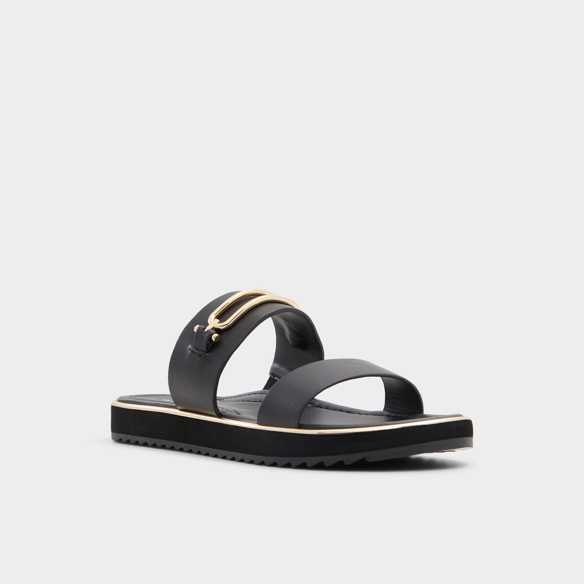 Lagoon Other Black Women's Strappy sandals - Strappy flat sandal, Footbed sandal - Other black