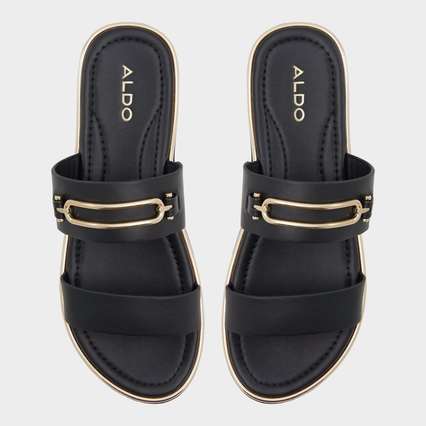 Lagoon Other Black Women's Strappy sandals - Strappy flat sandal, Footbed sandal - Other black