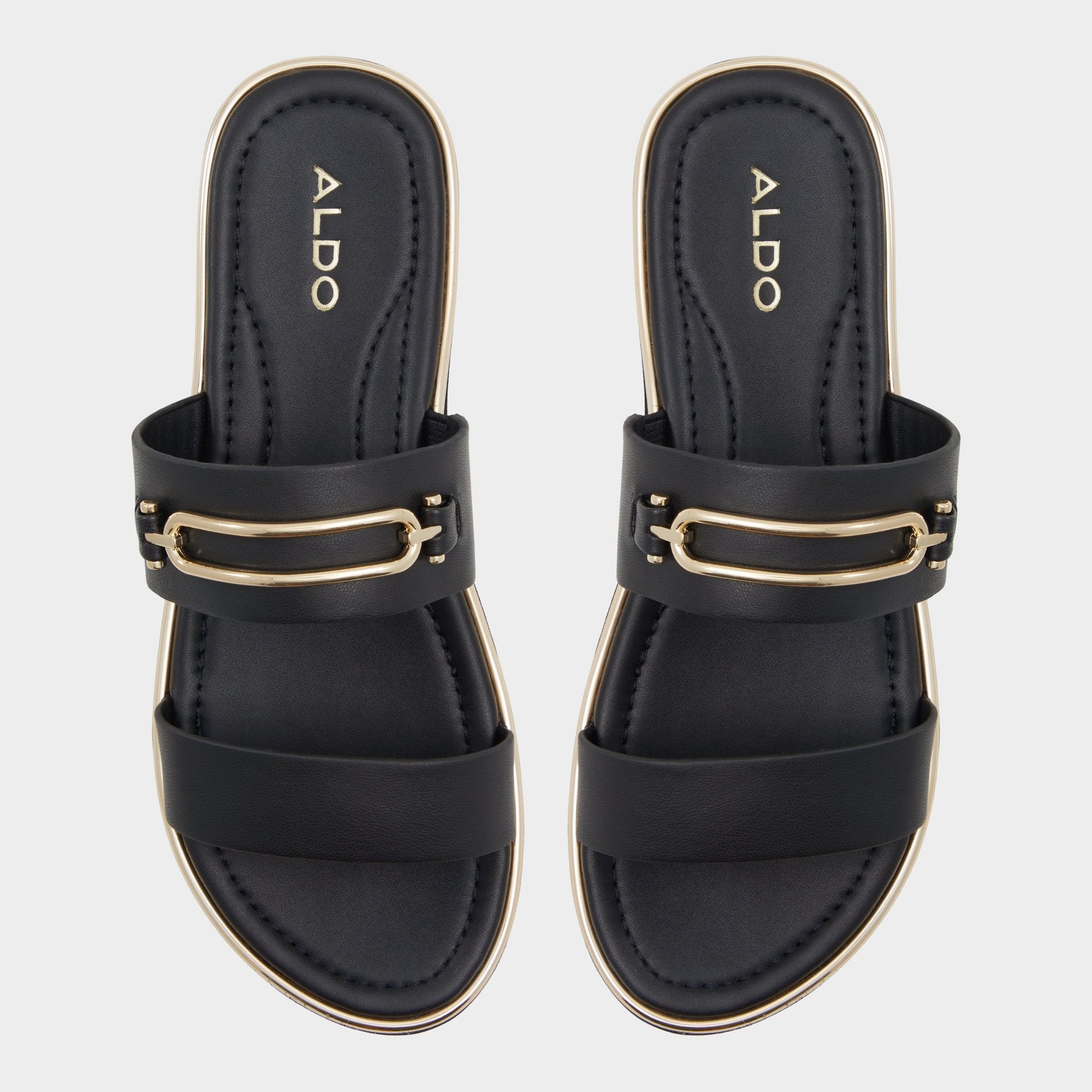 Lagoon Other Black Women's Strappy sandals - Strappy flat sandal, Footbed sandal - Other black