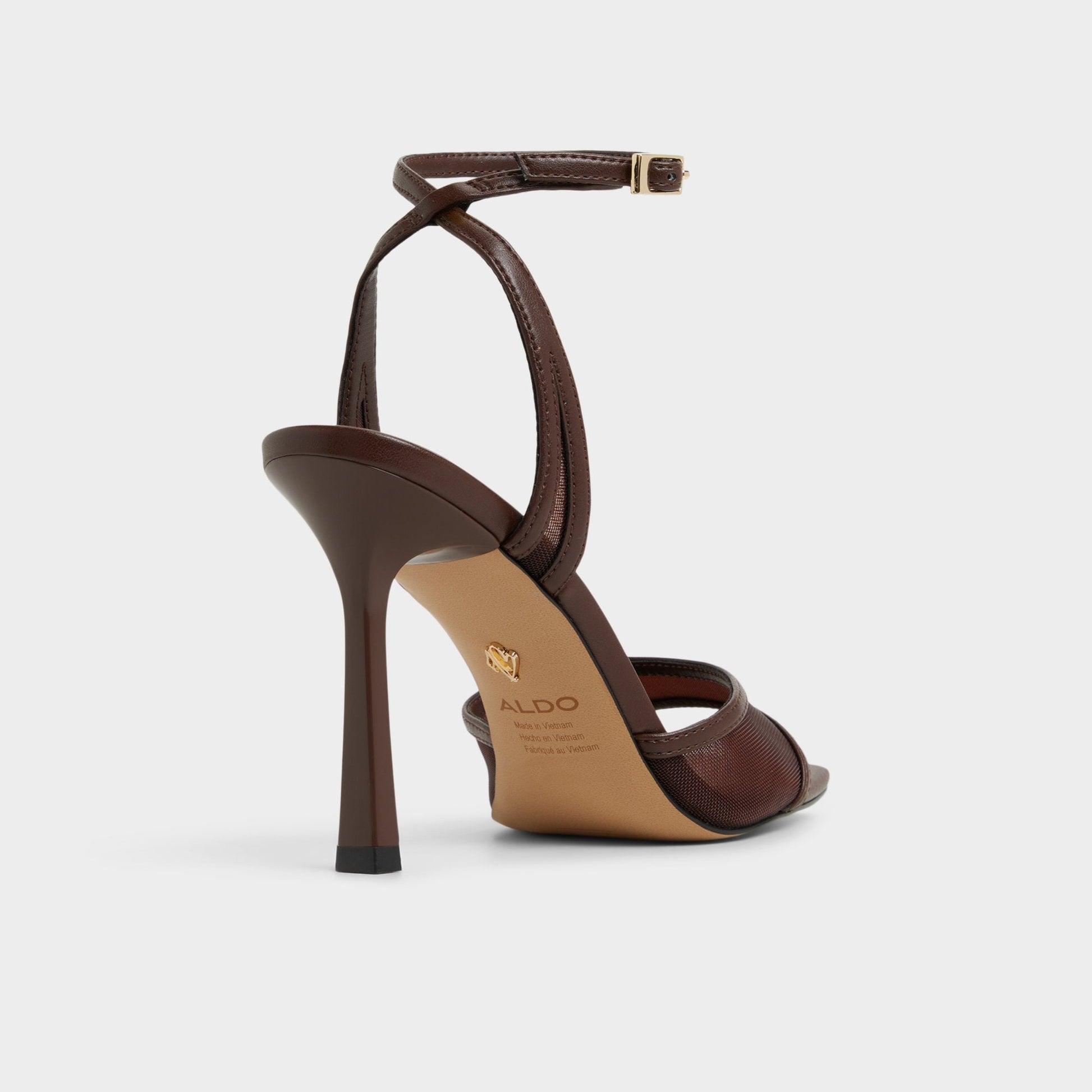 Sharra in Dark Brown - Strappy heeled sandal, Stiletto heel - Dark Brown