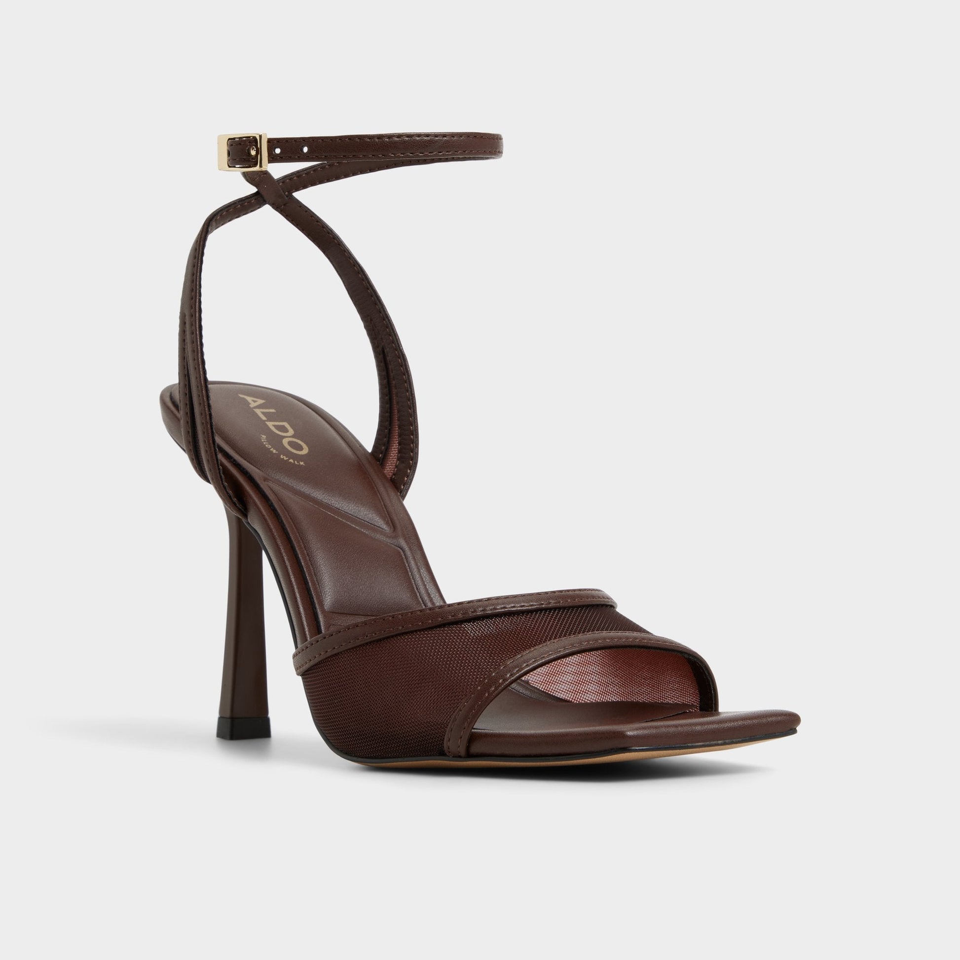 Sharra in Dark Brown - Strappy heeled sandal, Stiletto heel - Dark Brown