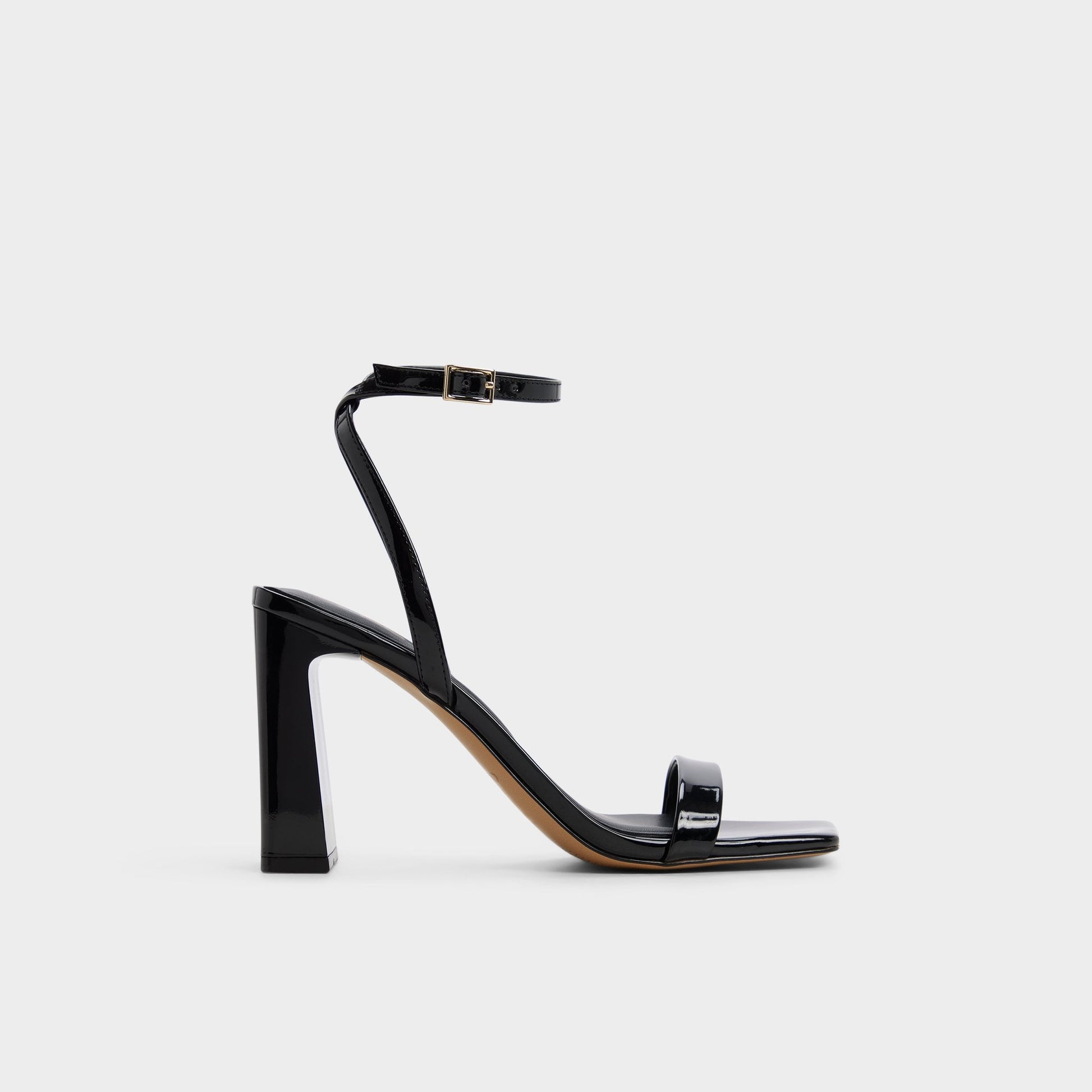 Azzira in Black - Strappy heeled sandal, Block heel - Black