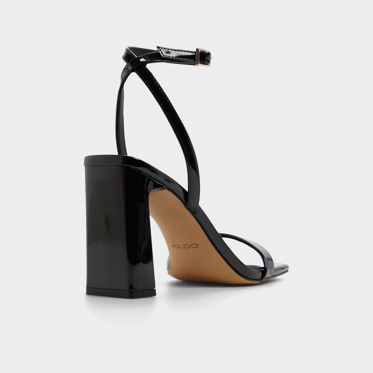 Azzira in Black - Strappy heeled sandal, Block heel - Black