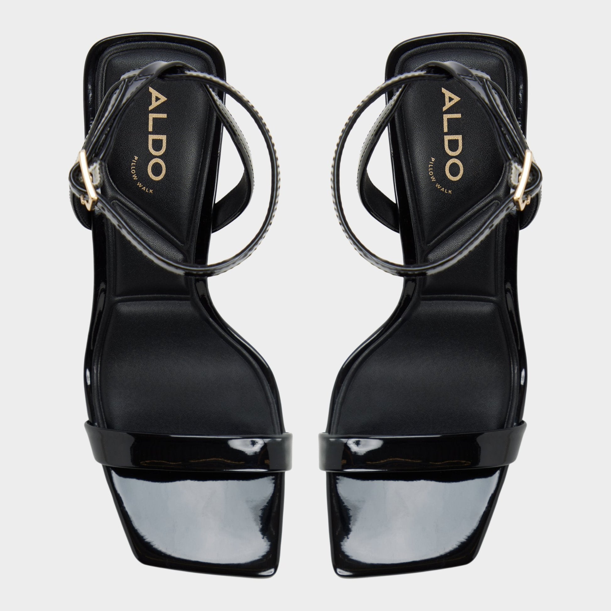 Azzira in Black - Strappy heeled sandal, Block heel - Black