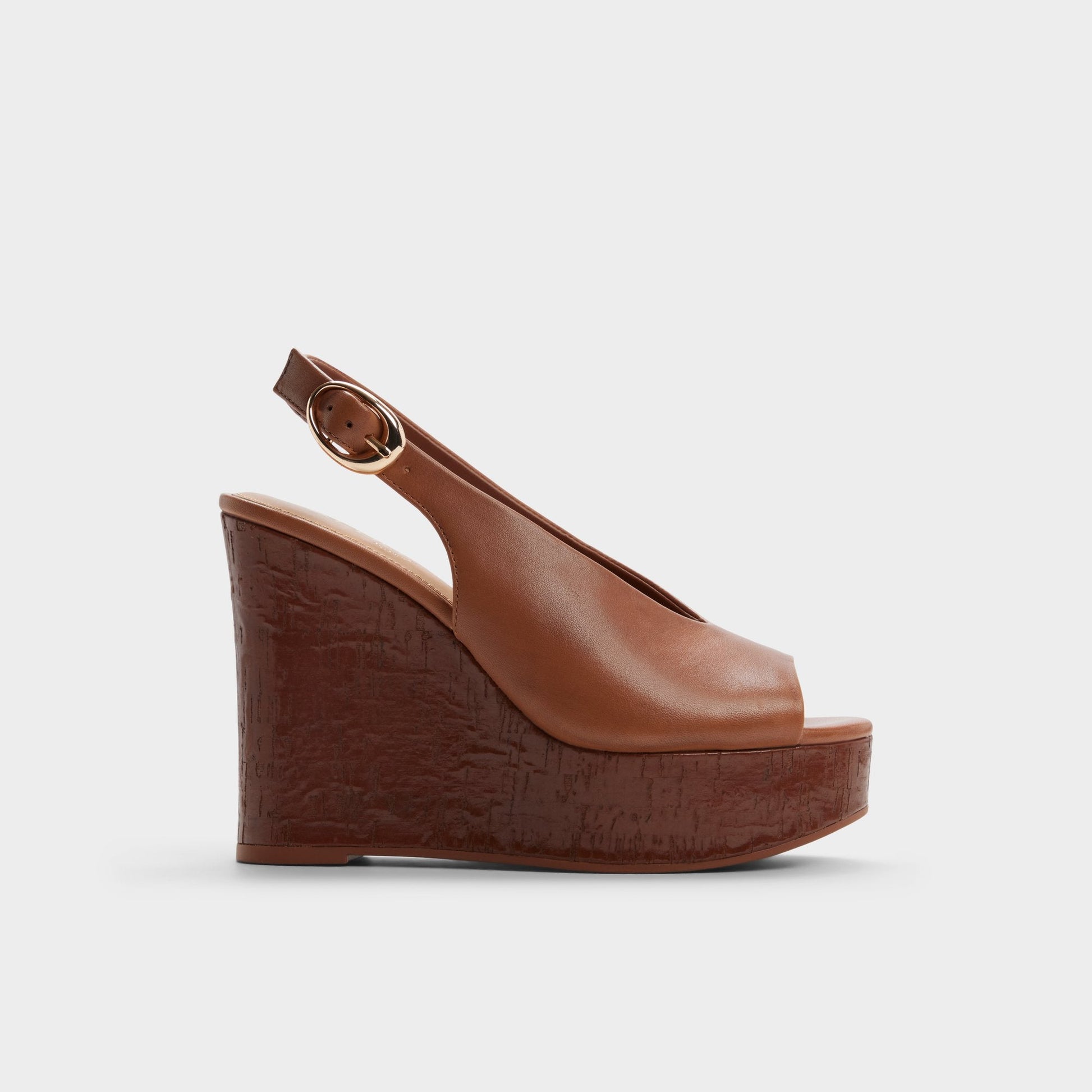 Tatianah in Dark Brown - Sling back heeled sandal, Wedge heel - Dark brown