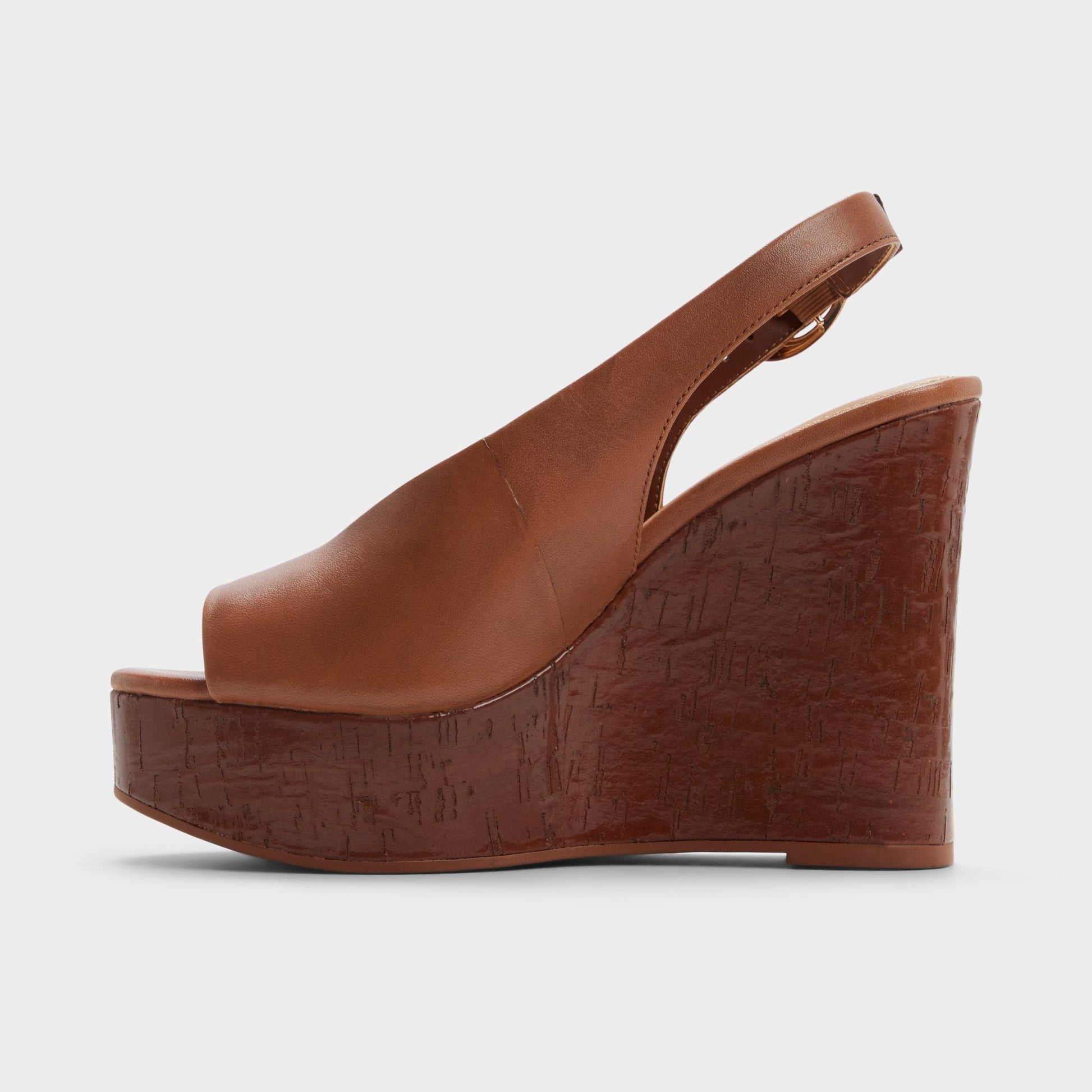 Tatianah in Dark Brown - Sling back heeled sandal, Wedge heel - Dark brown