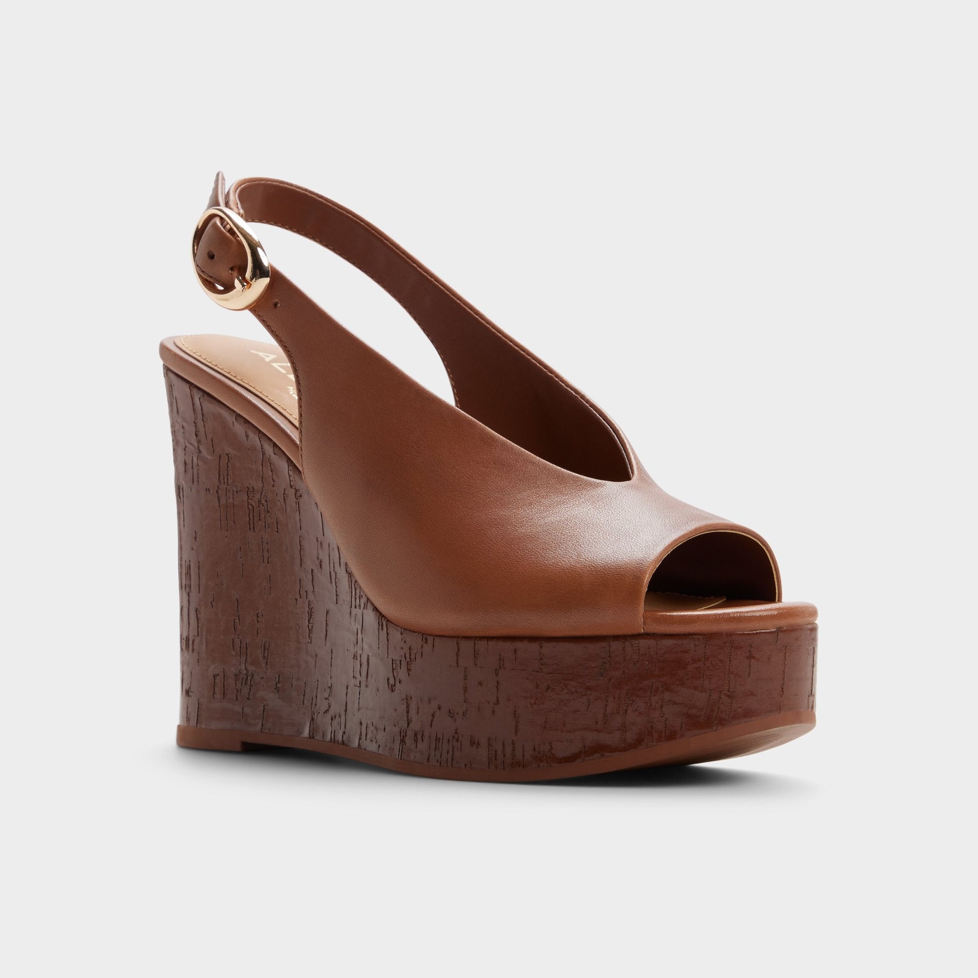 Tatianah in Dark Brown - Sling back heeled sandal, Wedge heel - Dark brown