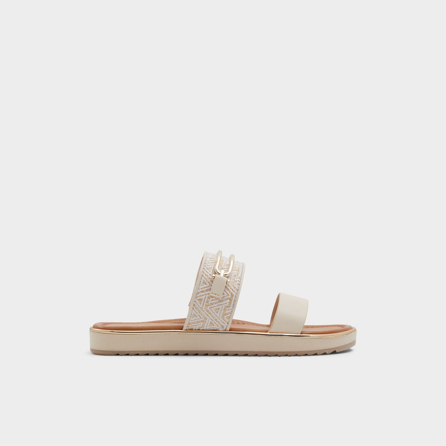 Lagoon Other Beige Synthetic Print Women's Footbed sandals - Slide sandal, Footbed sandal - Other beige