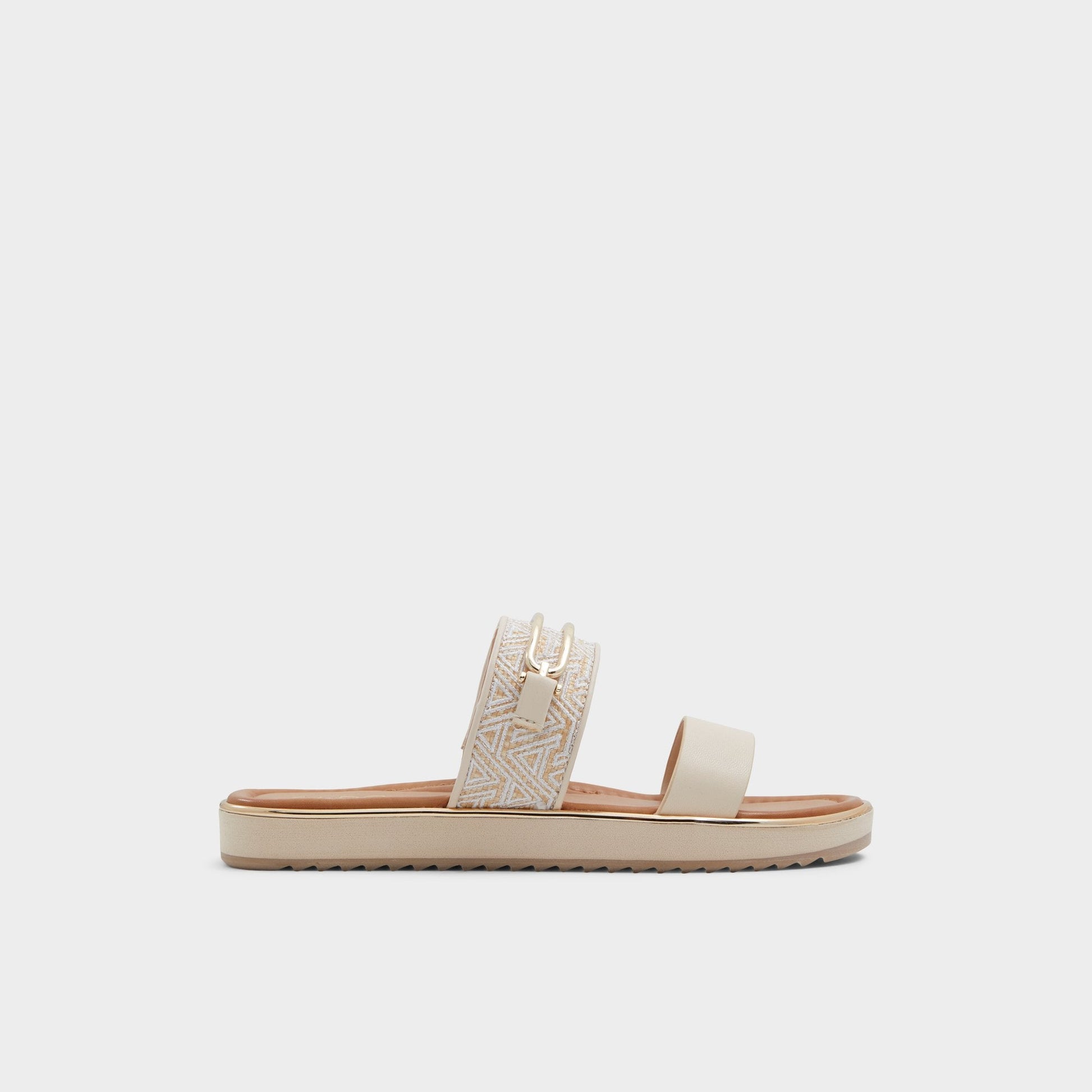 Lagoon Other Beige Synthetic Print Women's Footbed sandals - Slide sandal, Footbed sandal - Other beige
