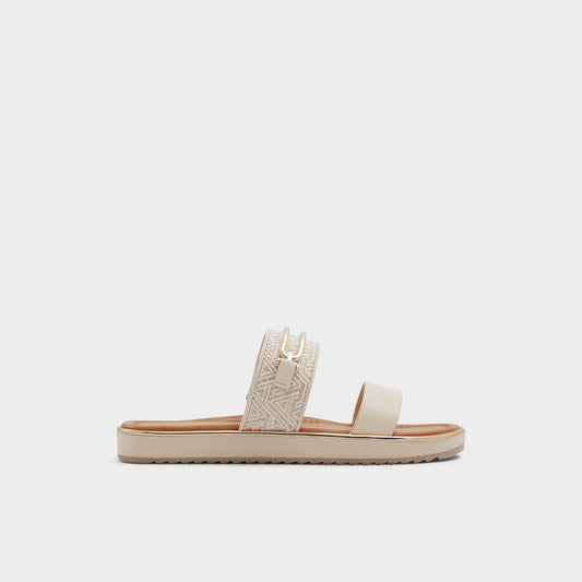 Lagoon Other Beige Synthetic Print Women's Footbed sandals - Slide sandal, Footbed sandal - Other beige