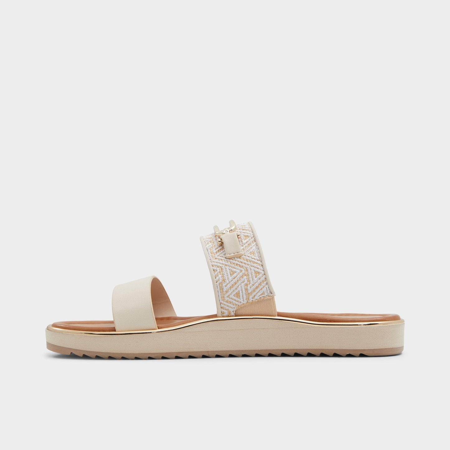 Lagoon Other Beige Synthetic Print Women's Footbed sandals - Slide sandal, Footbed sandal - Other beige