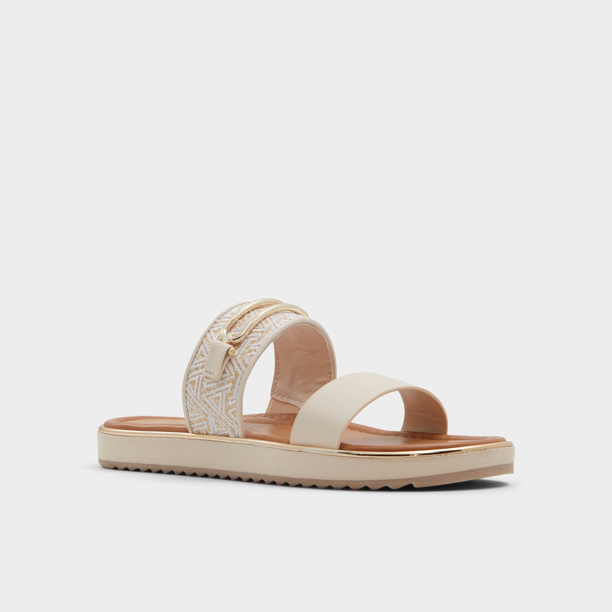 Lagoon Other Beige Synthetic Print Women's Footbed sandals - Slide sandal, Footbed sandal - Other beige