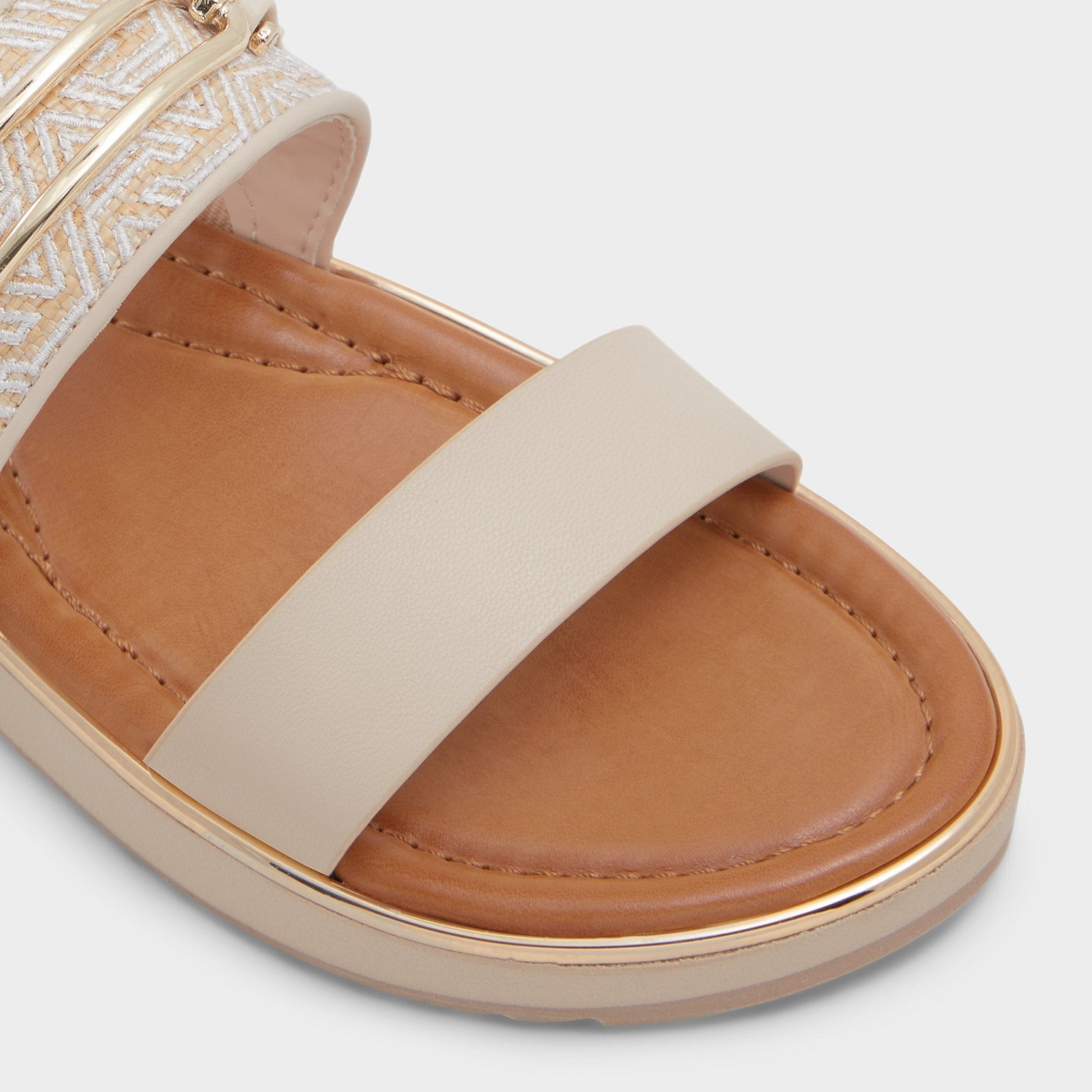 Lagoon Other Beige Synthetic Print Women's Footbed sandals - Slide sandal, Footbed sandal - Other beige