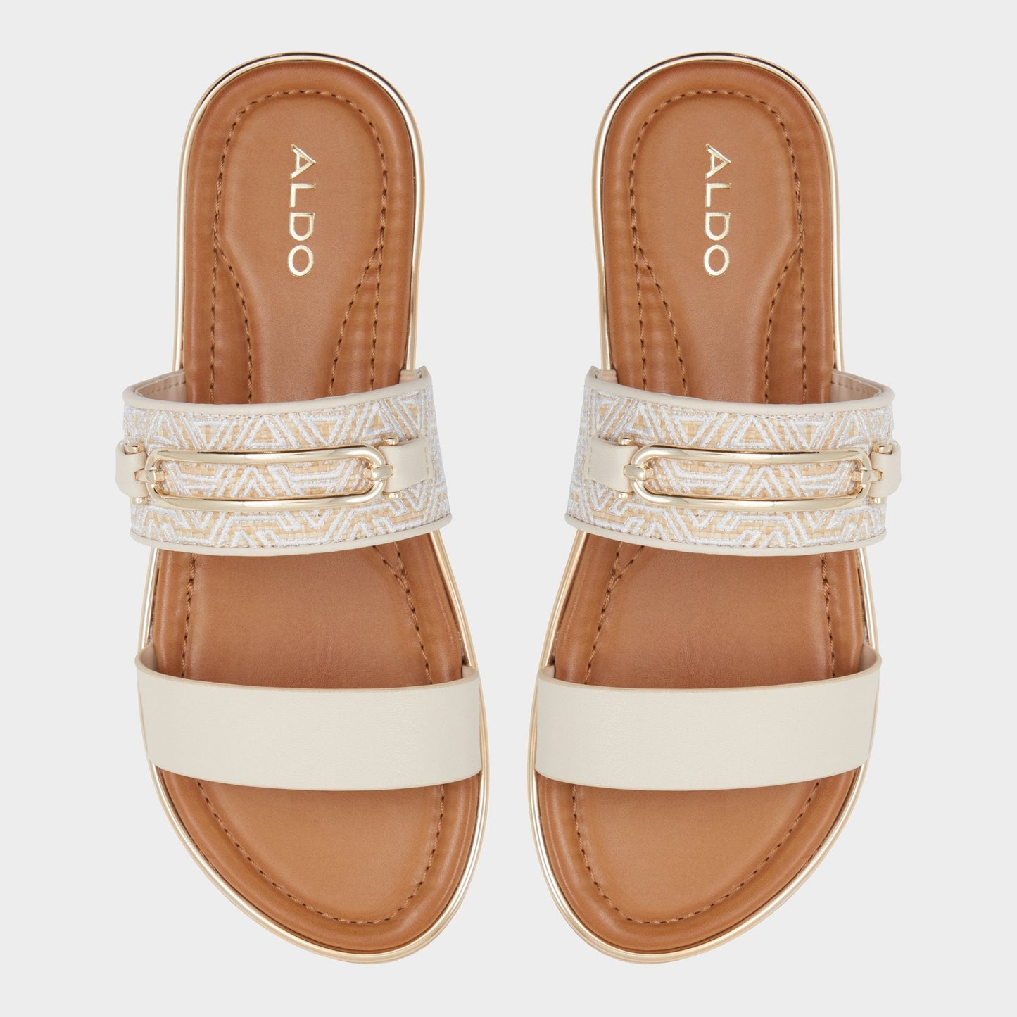 Lagoon Other Beige Synthetic Print Women's Footbed sandals - Slide sandal, Footbed sandal - Other beige