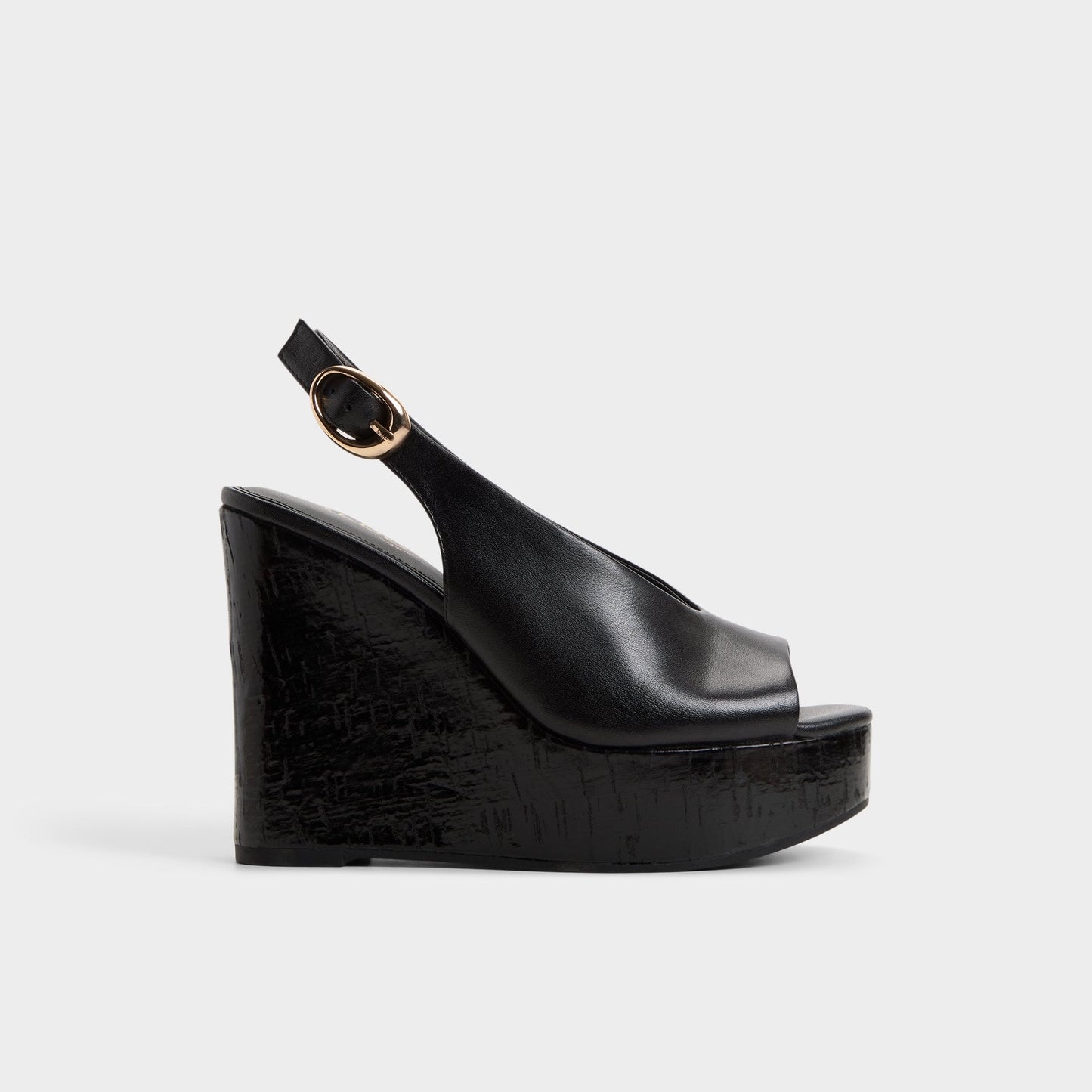 Tatianah in Black - Sling back heeled sandal, Wedge heel - Black