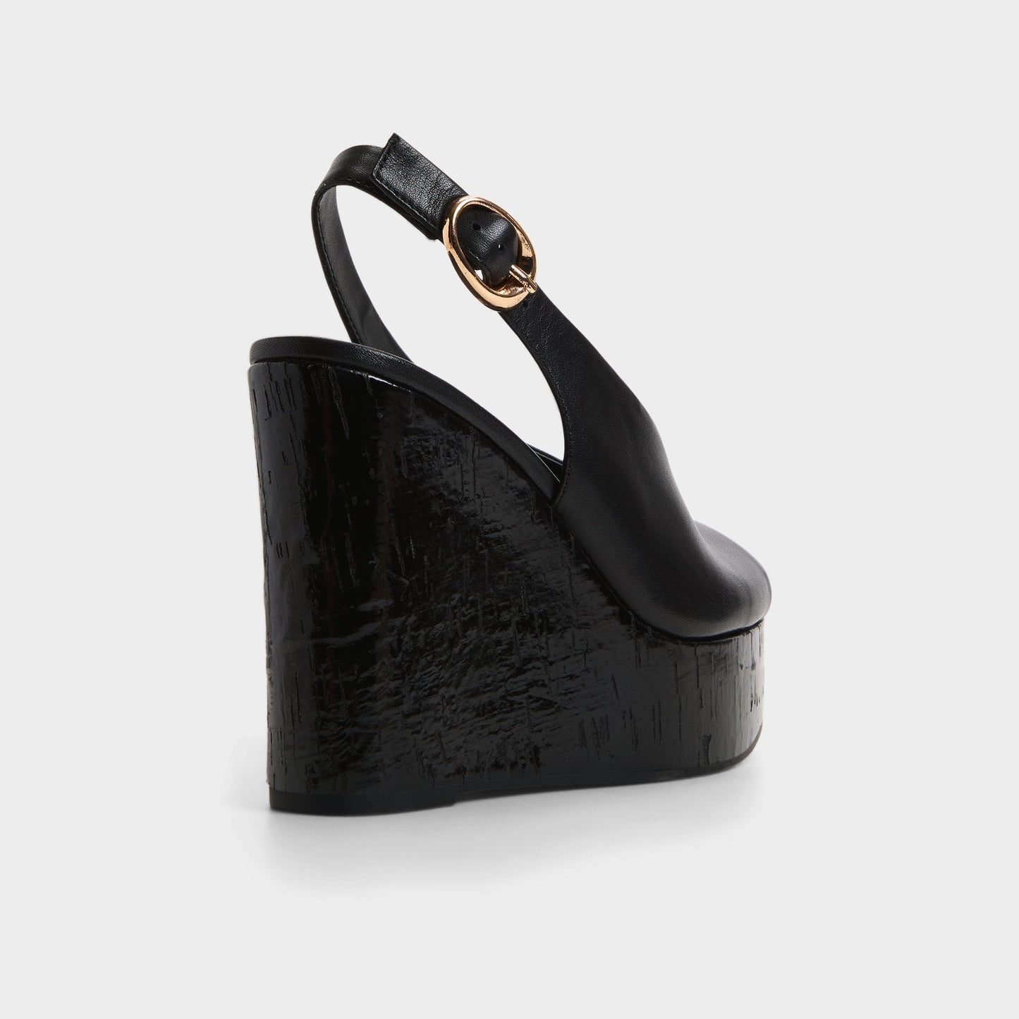 Tatianah in Black - Sling back heeled sandal, Wedge heel - Black