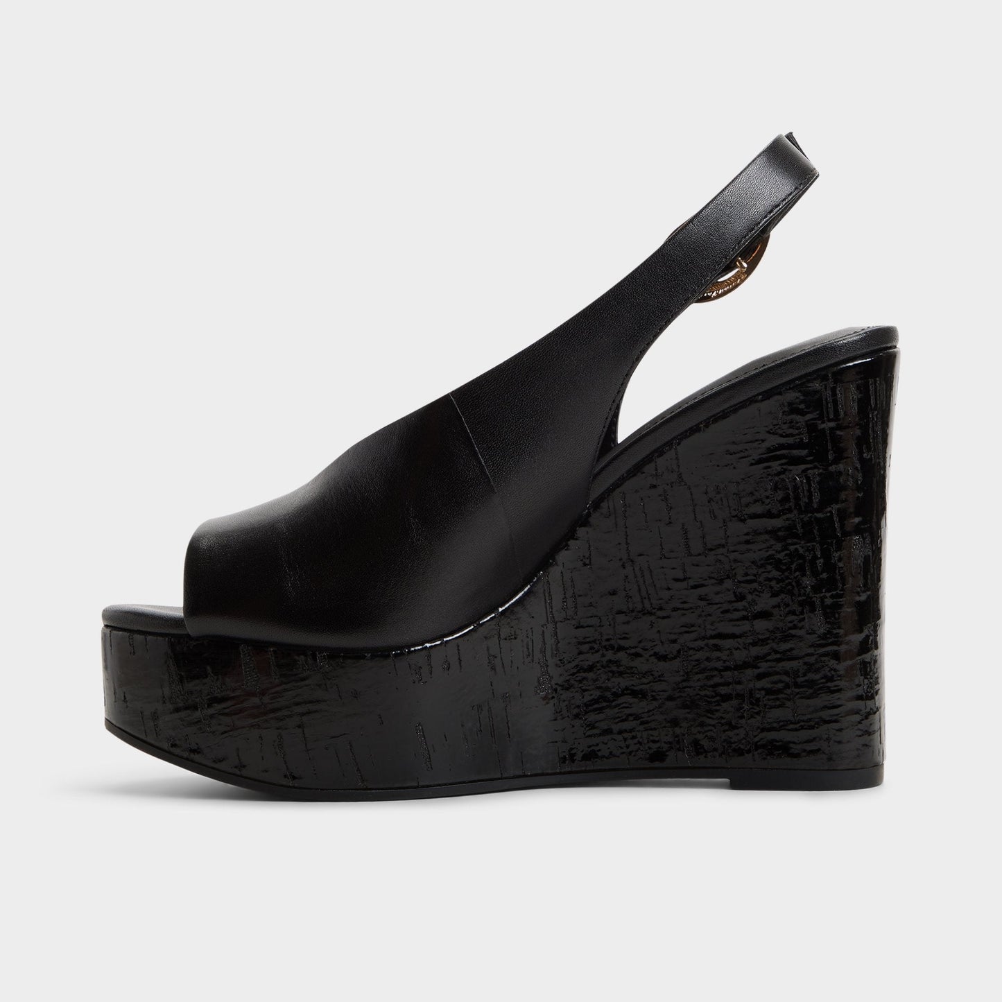 Tatianah in Black - Sling back heeled sandal, Wedge heel - Black