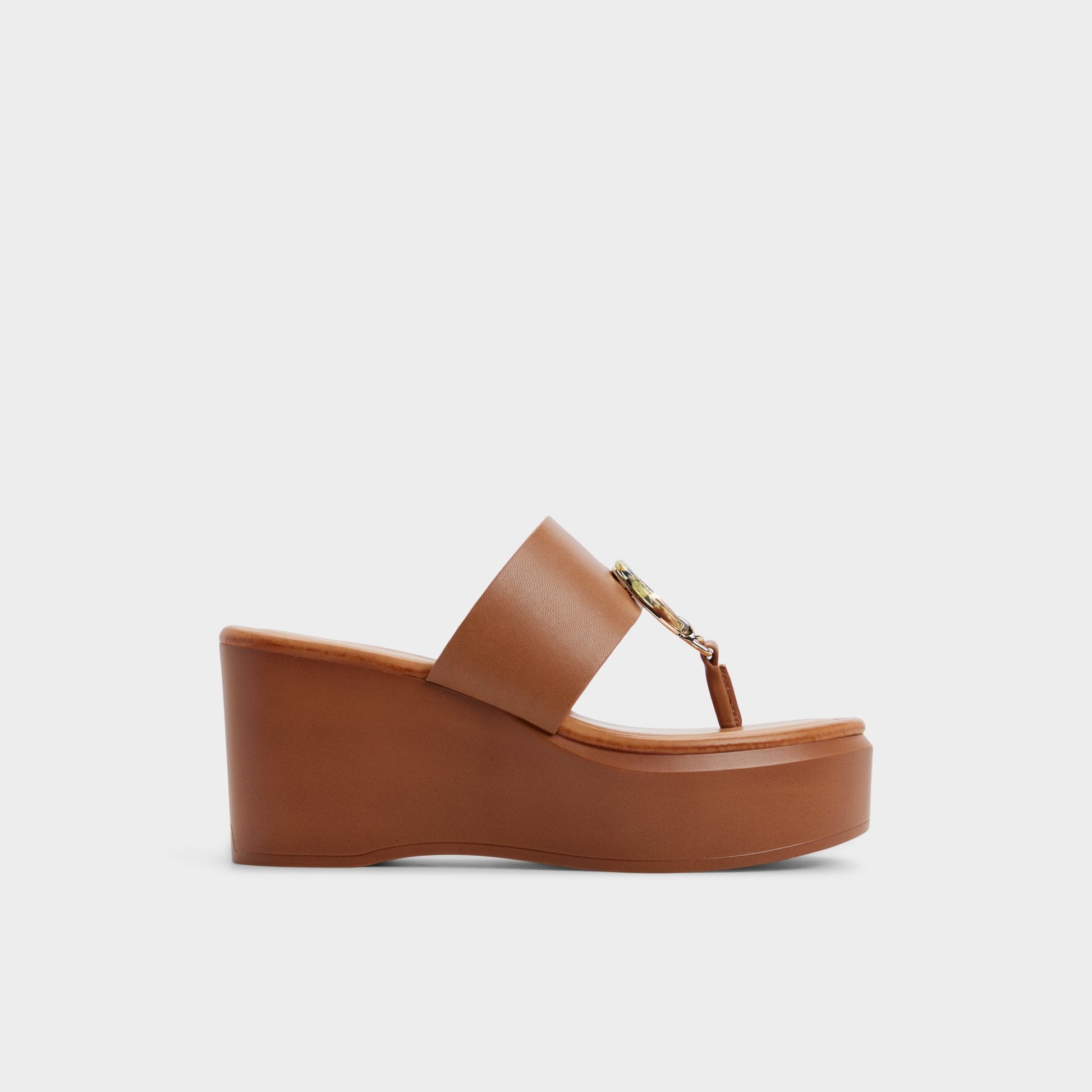 Friegan in Medium Brown - Slide sandal, Wedge heel - Medium brown
