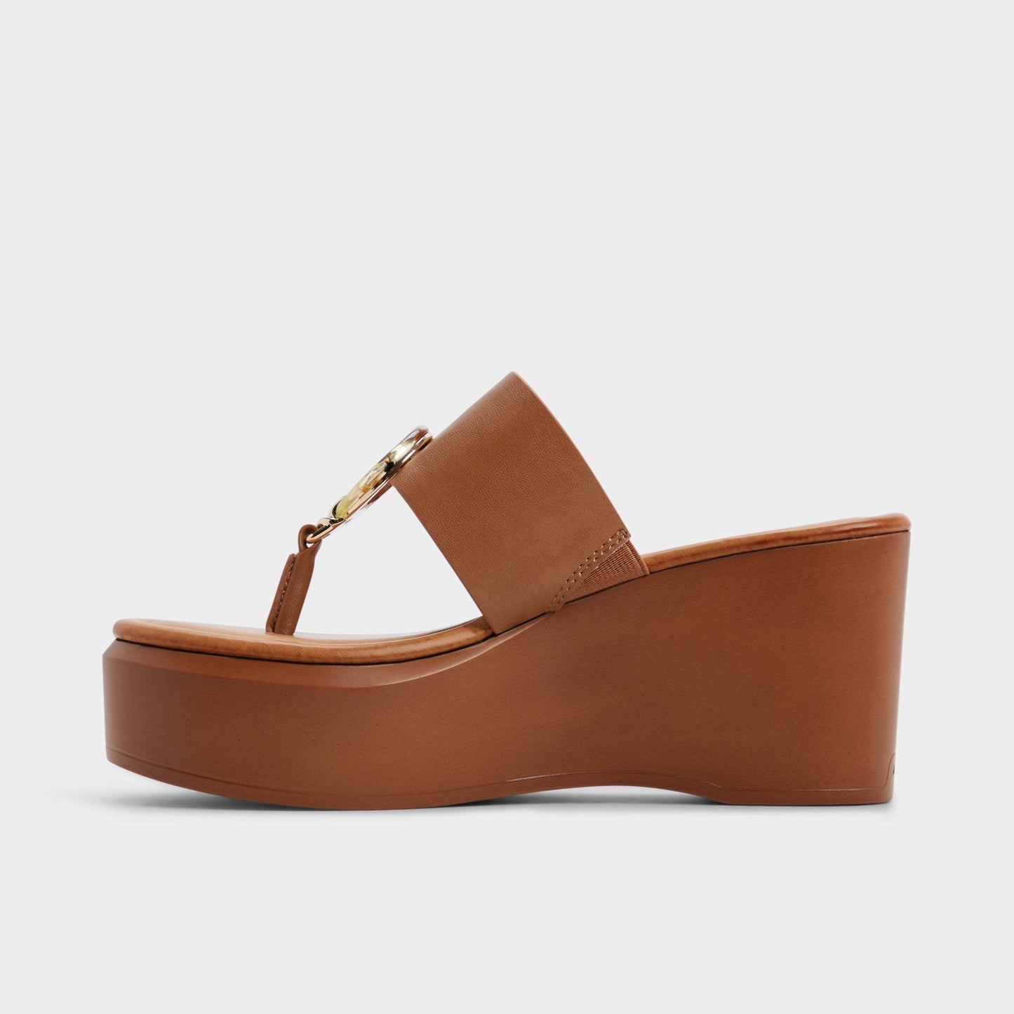 Friegan in Medium Brown - Slide sandal, Wedge heel - Medium brown