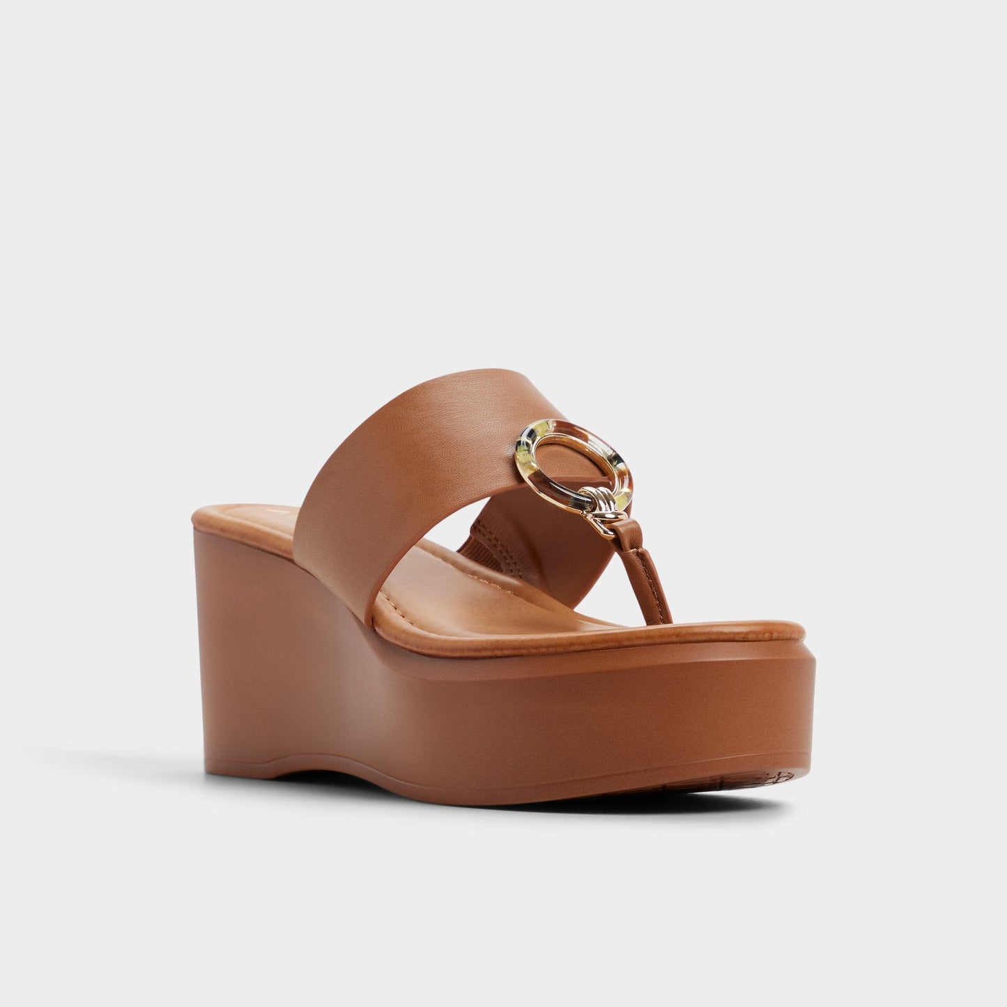Friegan in Medium Brown - Slide sandal, Wedge heel - Medium brown