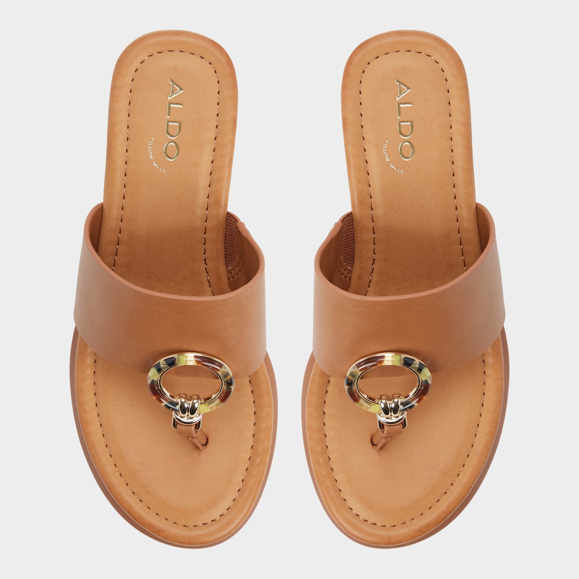 Friegan in Medium Brown - Slide sandal, Wedge heel - Medium brown