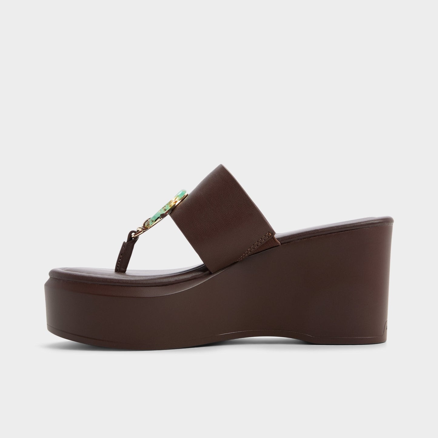 Friegan in Dark Brown - Slide sandal, Wedge heel - Dark brown