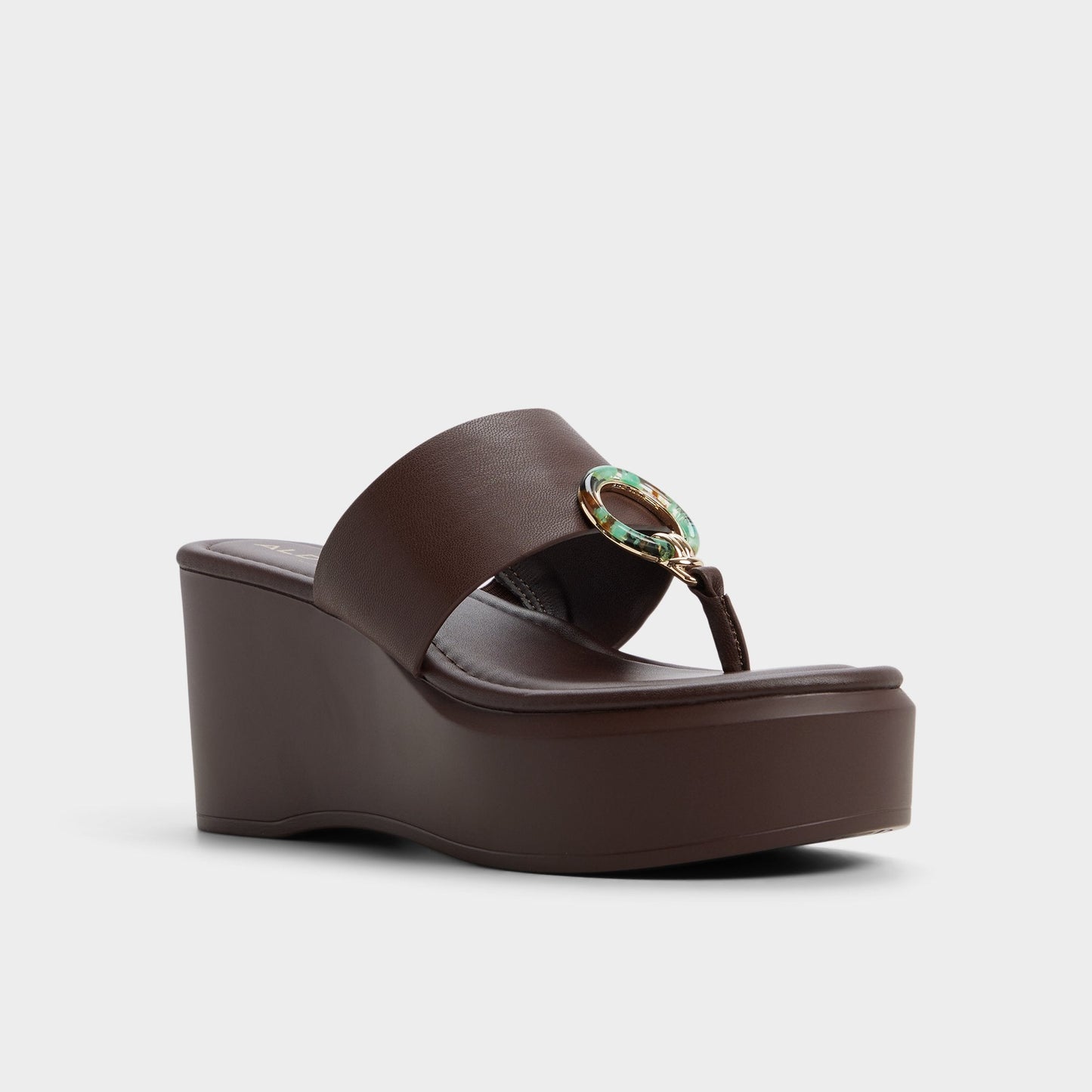 Friegan in Dark Brown - Slide sandal, Wedge heel - Dark brown
