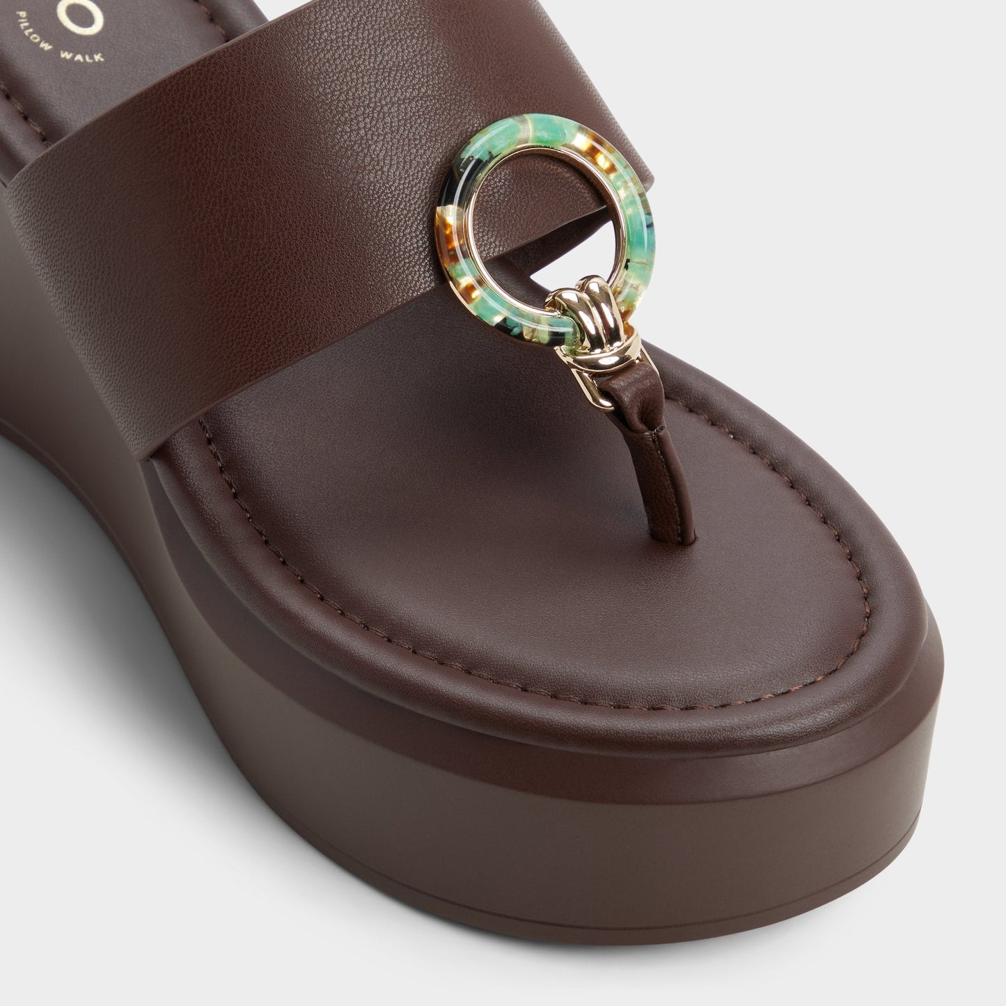 Friegan in Dark Brown - Slide sandal, Wedge heel - Dark brown