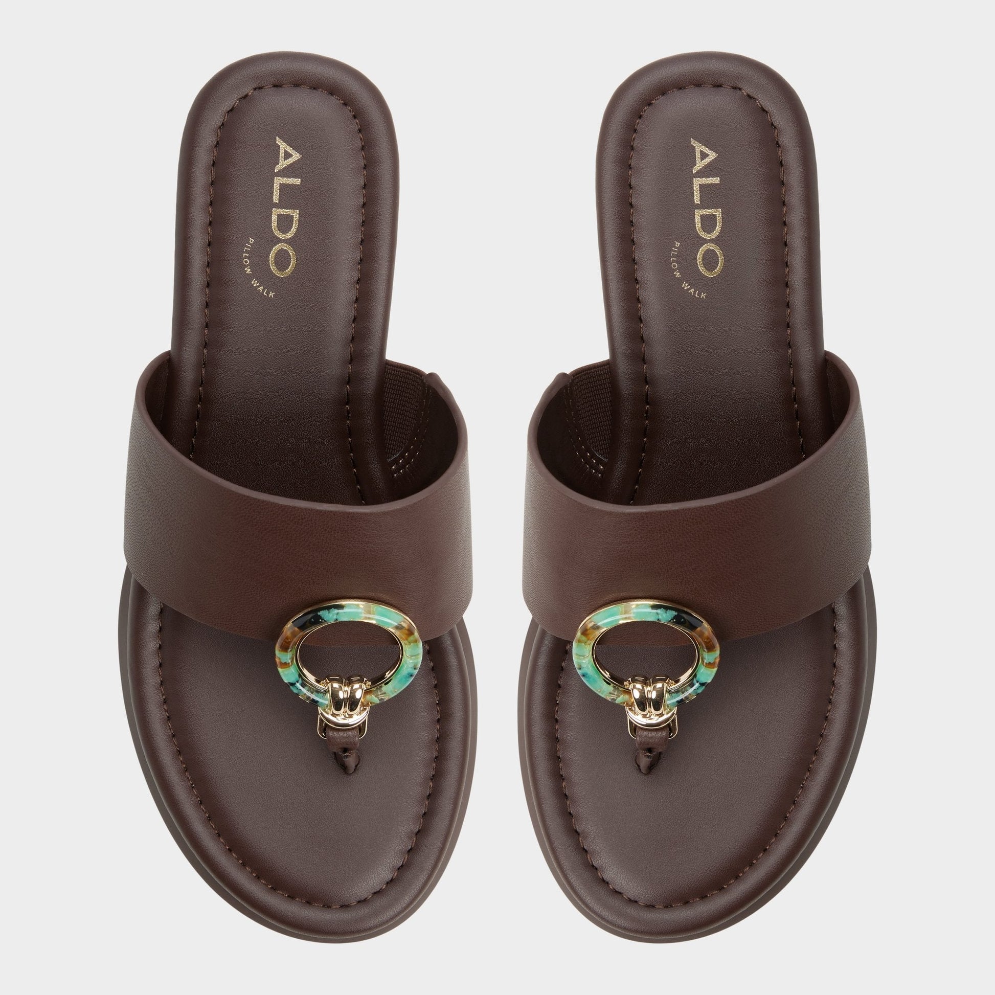 Friegan in Dark Brown - Slide sandal, Wedge heel - Dark brown