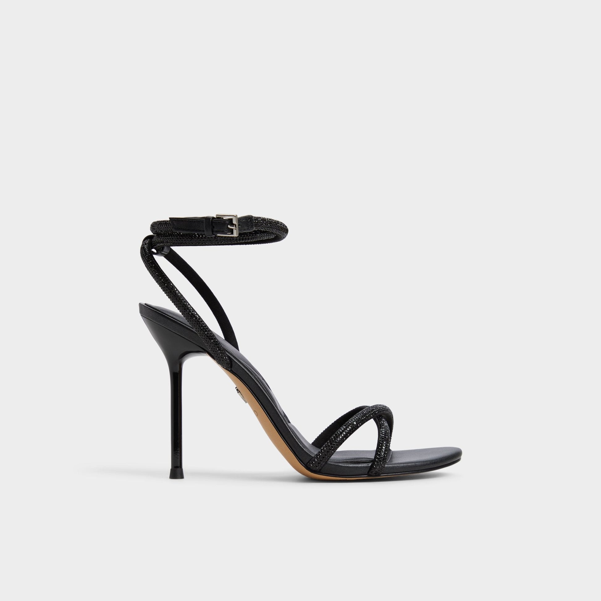 Manaelden Black Women's Strappy sandals - Strappy heeled sandal, Stiletto heel - Black