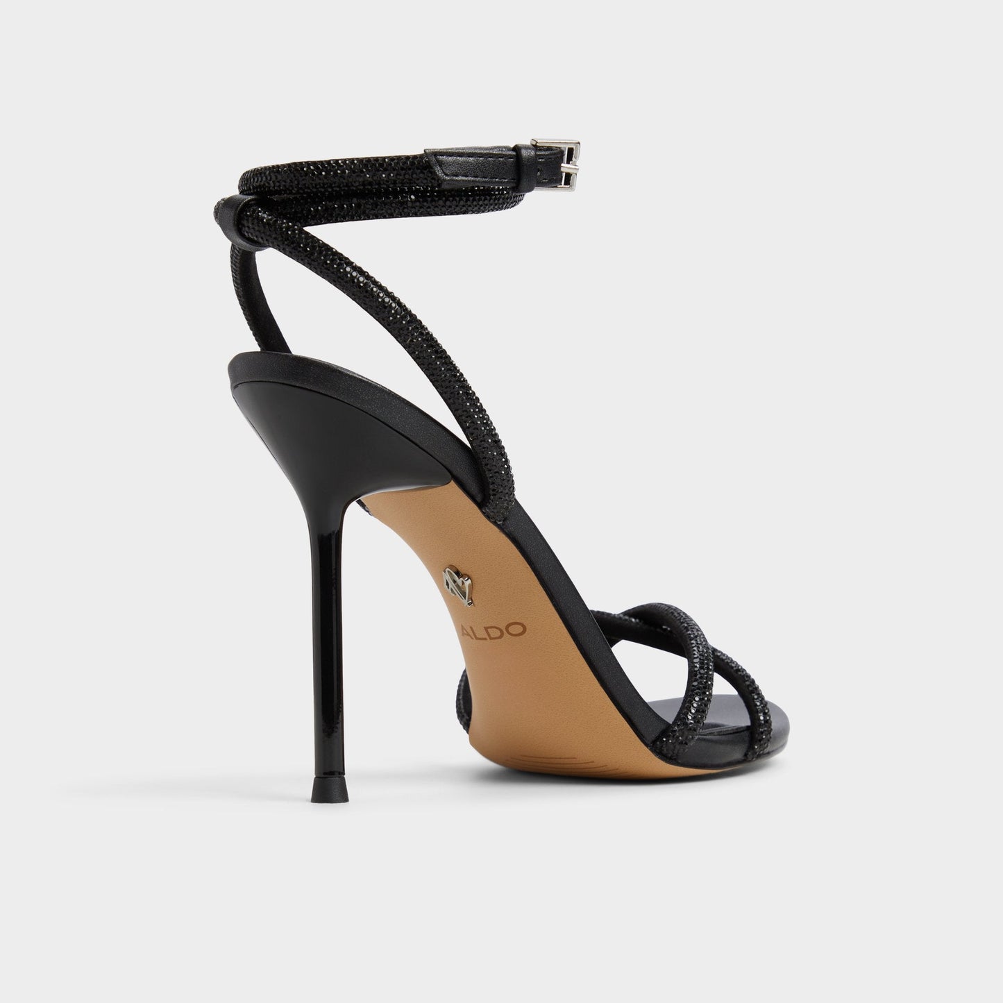 Manaelden Black Women's Strappy sandals - Strappy heeled sandal, Stiletto heel - Black