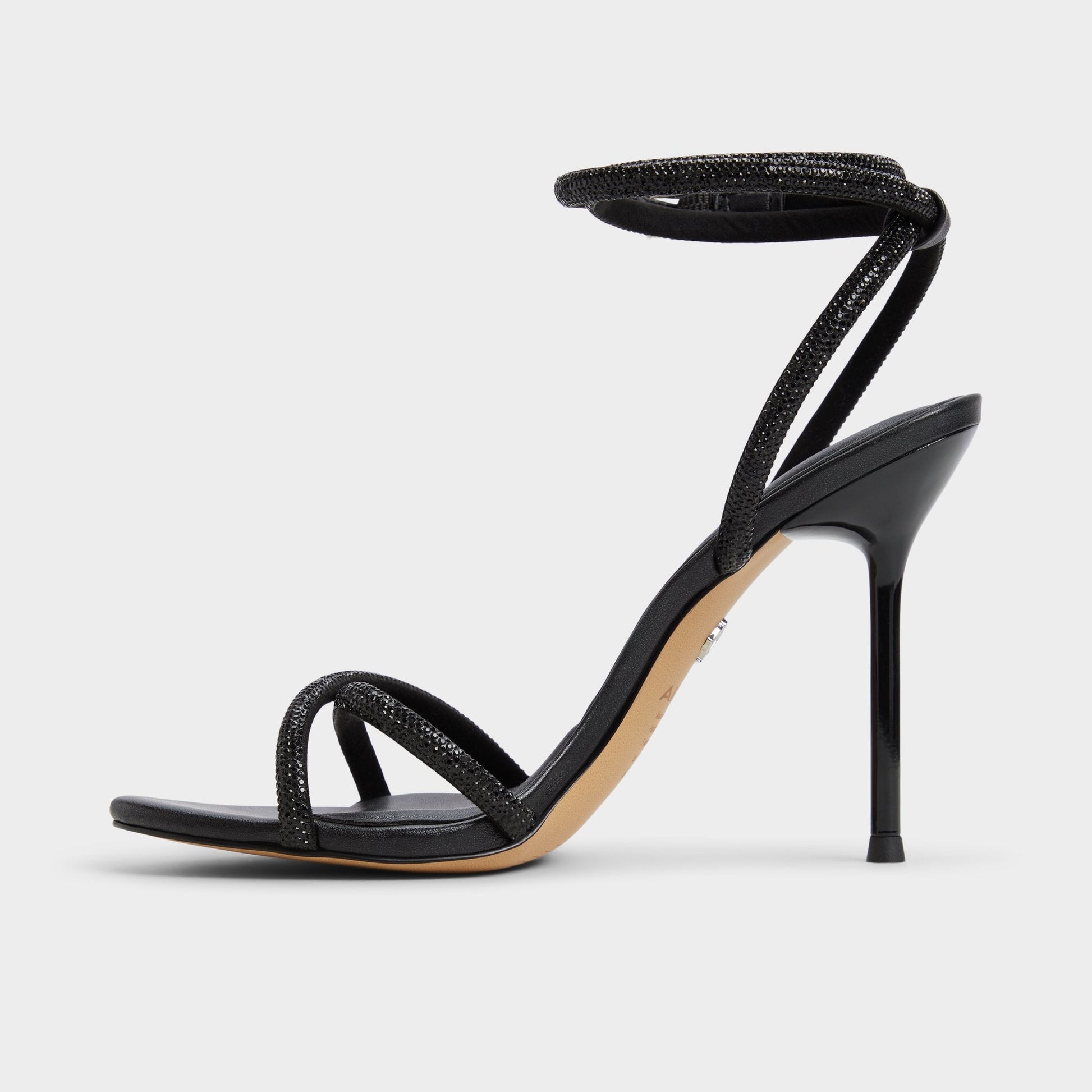 Manaelden Black Women's Strappy sandals - Strappy heeled sandal, Stiletto heel - Black