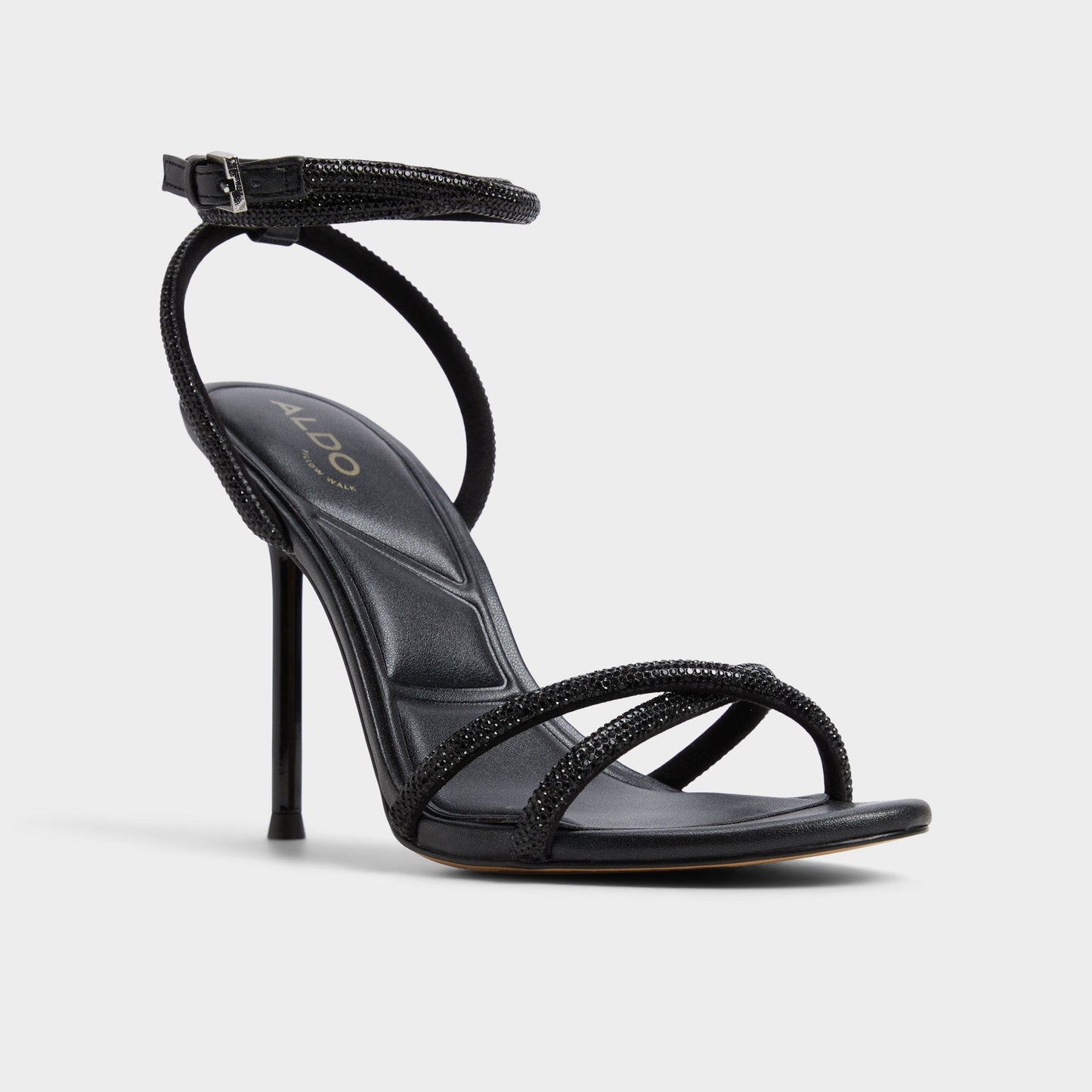 Manaelden Black Women's Strappy sandals - Strappy heeled sandal, Stiletto heel - Black