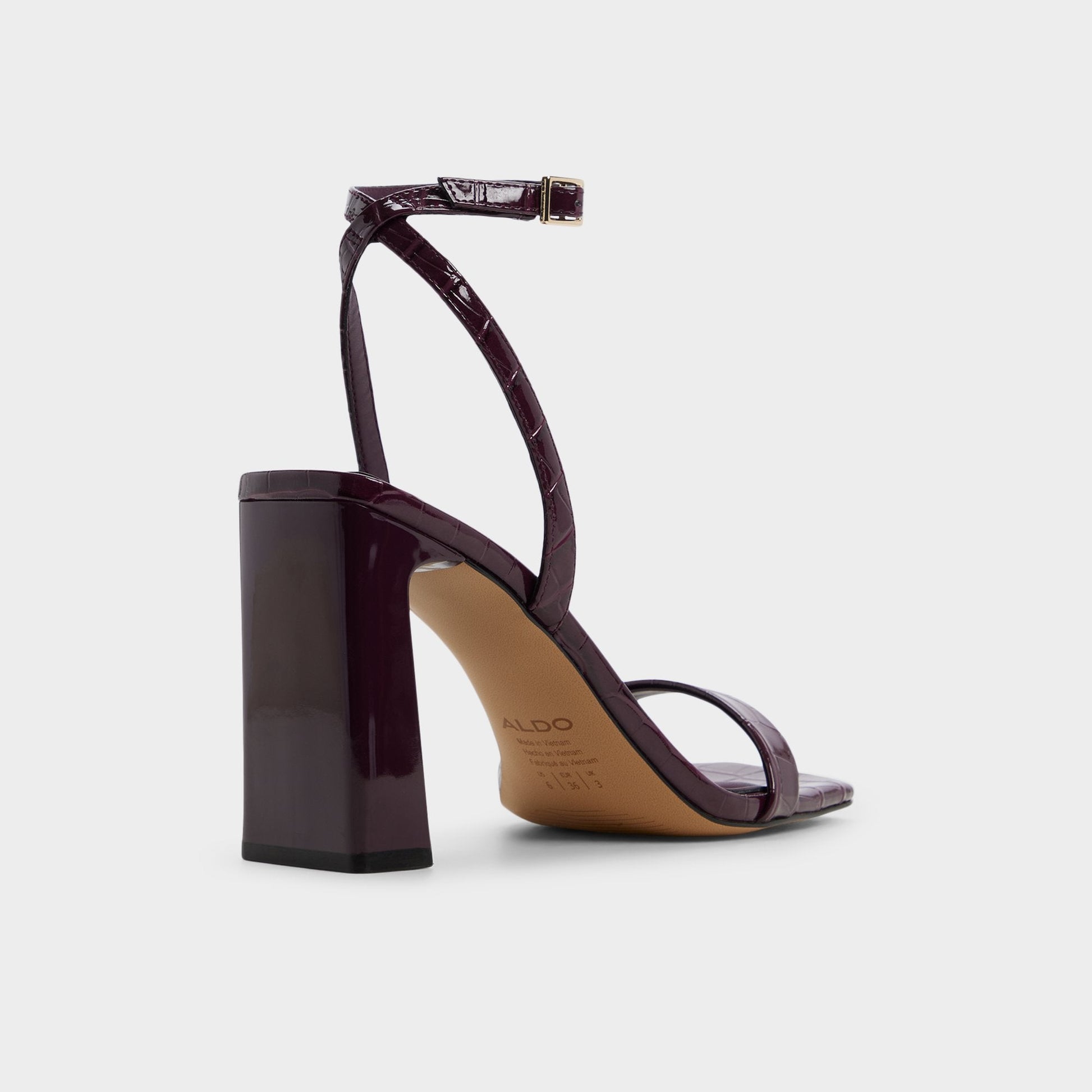 Azzira in Bordo - Strappy heeled sandal, Block heel - Bordo