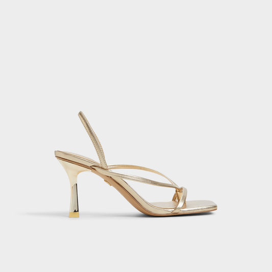 Riva Gold Women's Strappy sandals - Sling back heeled sandal, Stiletto heel - Gold
