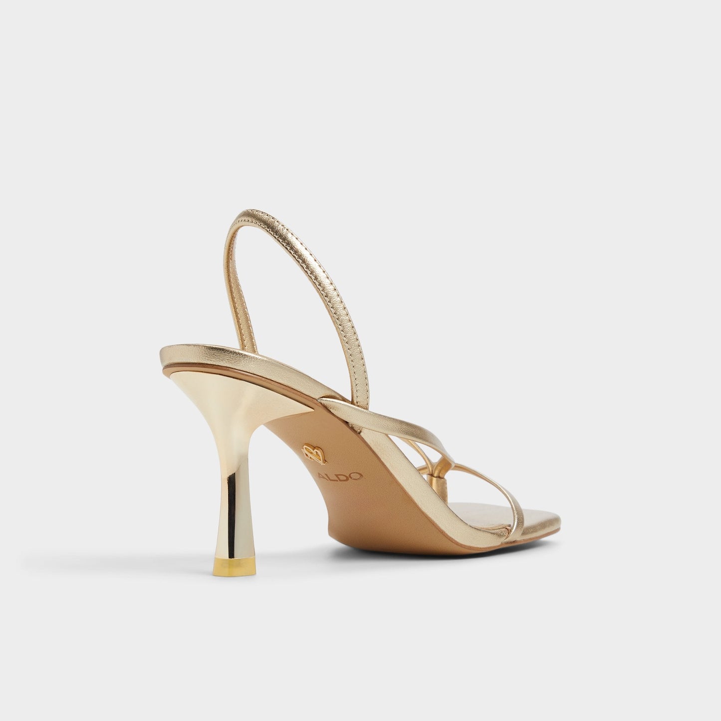 Riva Gold Women's Strappy sandals - Sling back heeled sandal, Stiletto heel - Gold