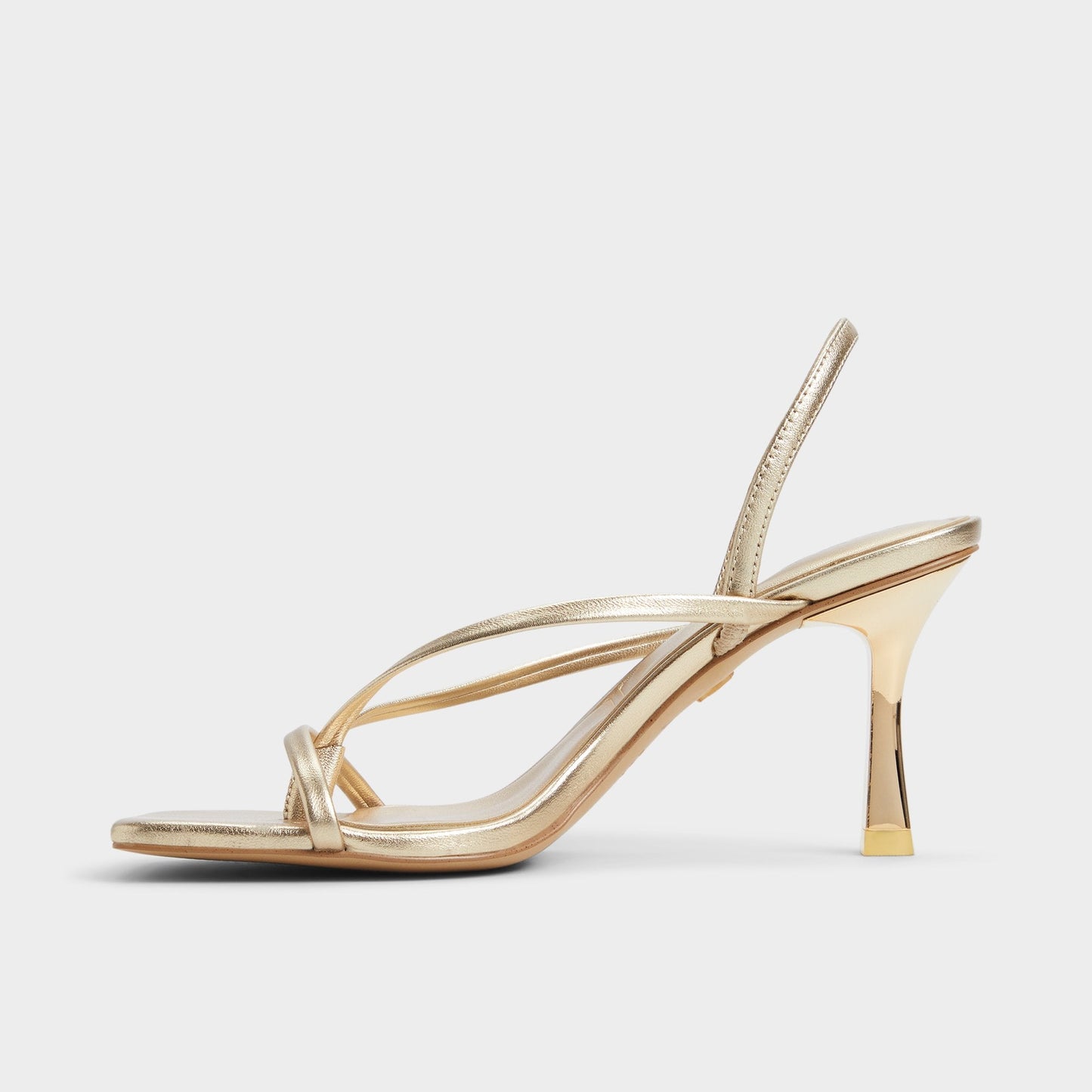 Riva Gold Women's Strappy sandals - Sling back heeled sandal, Stiletto heel - Gold