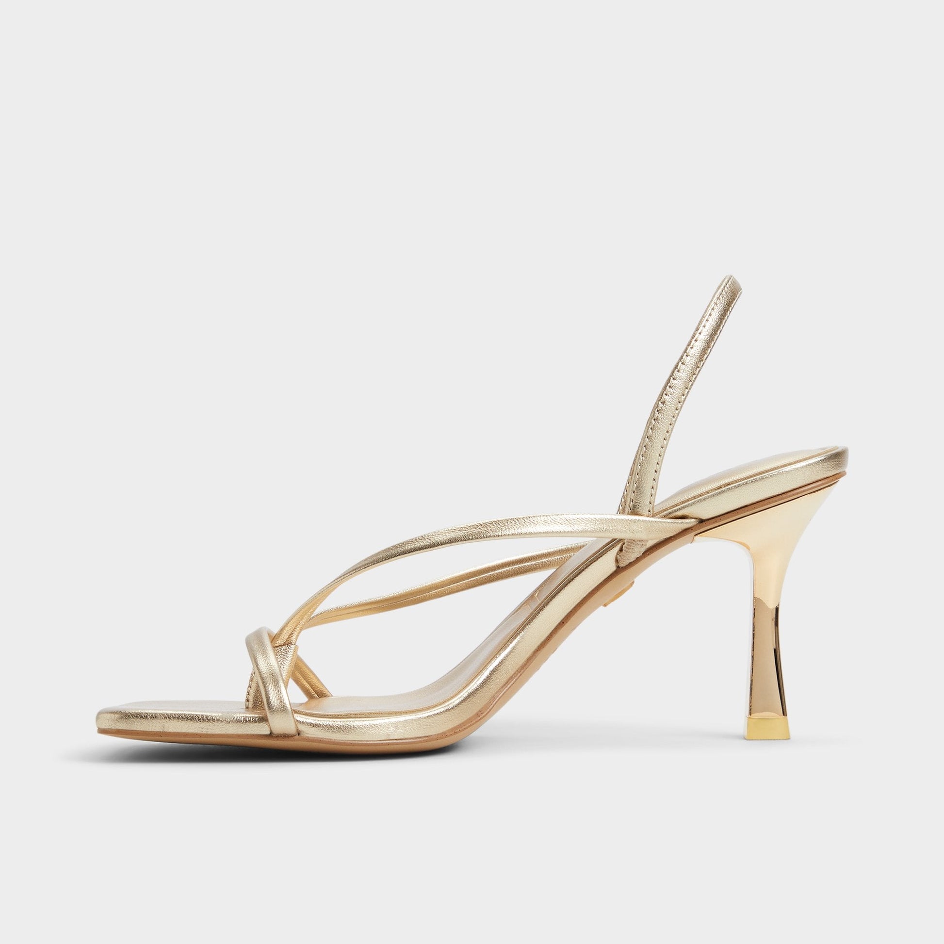 Riva Gold Women's Strappy sandals - Sling back heeled sandal, Stiletto heel - Gold