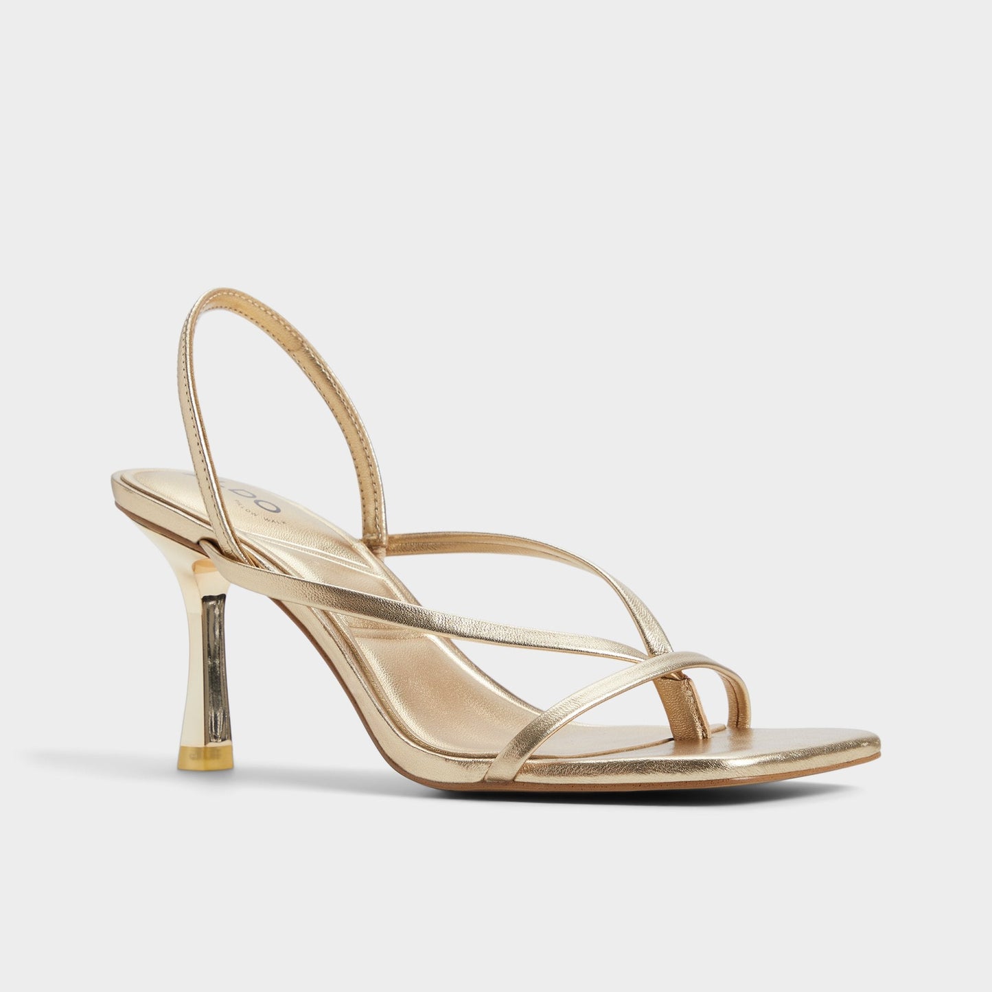 Riva Gold Women's Strappy sandals - Sling back heeled sandal, Stiletto heel - Gold