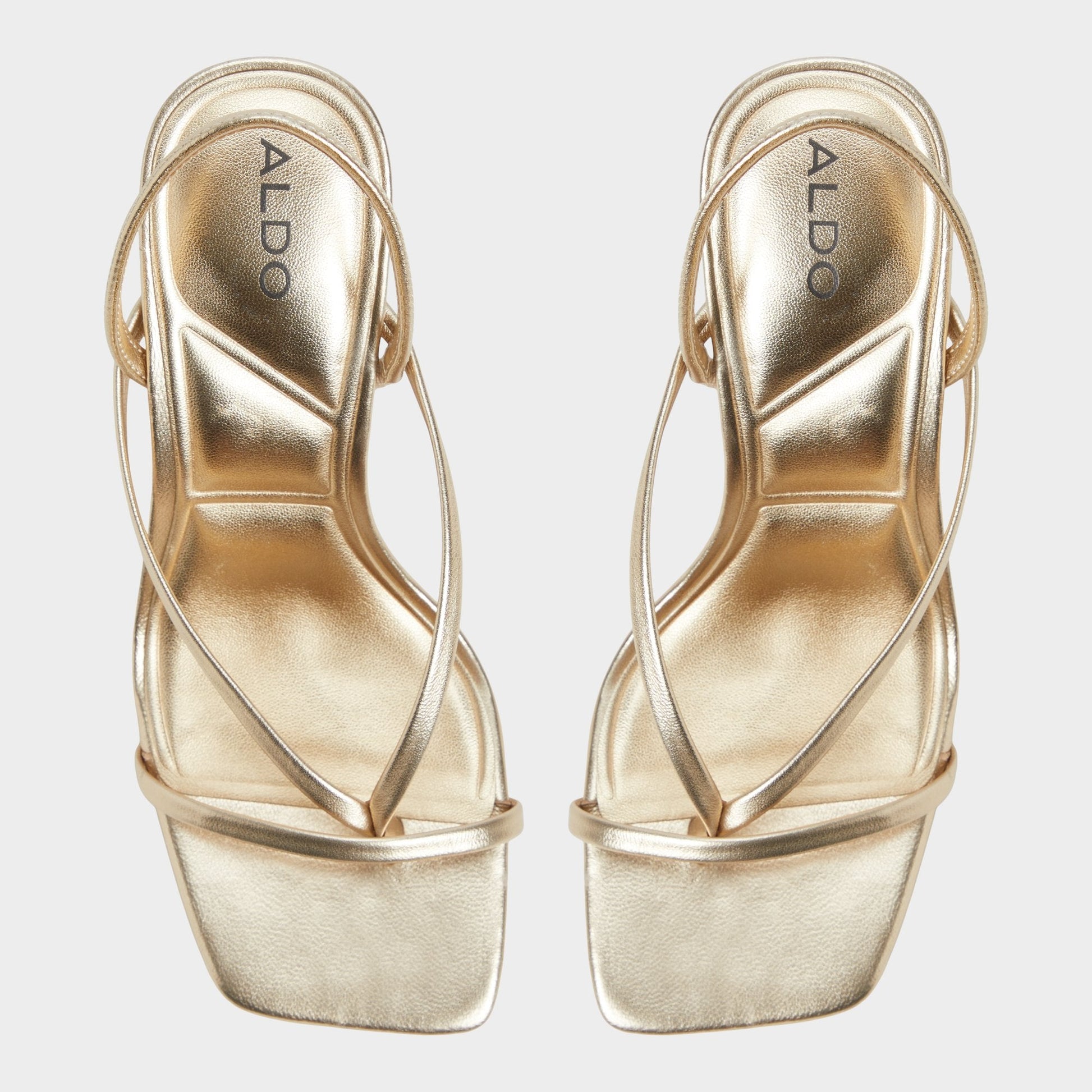 Riva Gold Women's Strappy sandals - Sling back heeled sandal, Stiletto heel - Gold