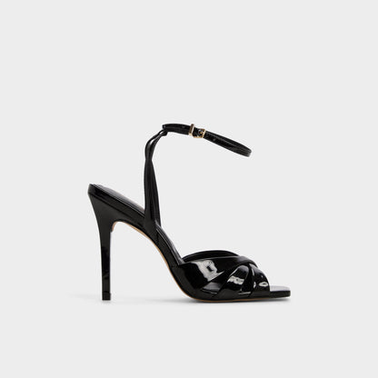 Meteora in Black - Strappy heeled sandal, Stiletto heel - Black