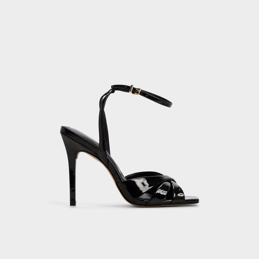 Meteora in Black - Strappy heeled sandal, Stiletto heel - Black