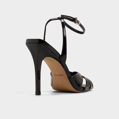 Meteora in Black - Strappy heeled sandal, Stiletto heel - Black